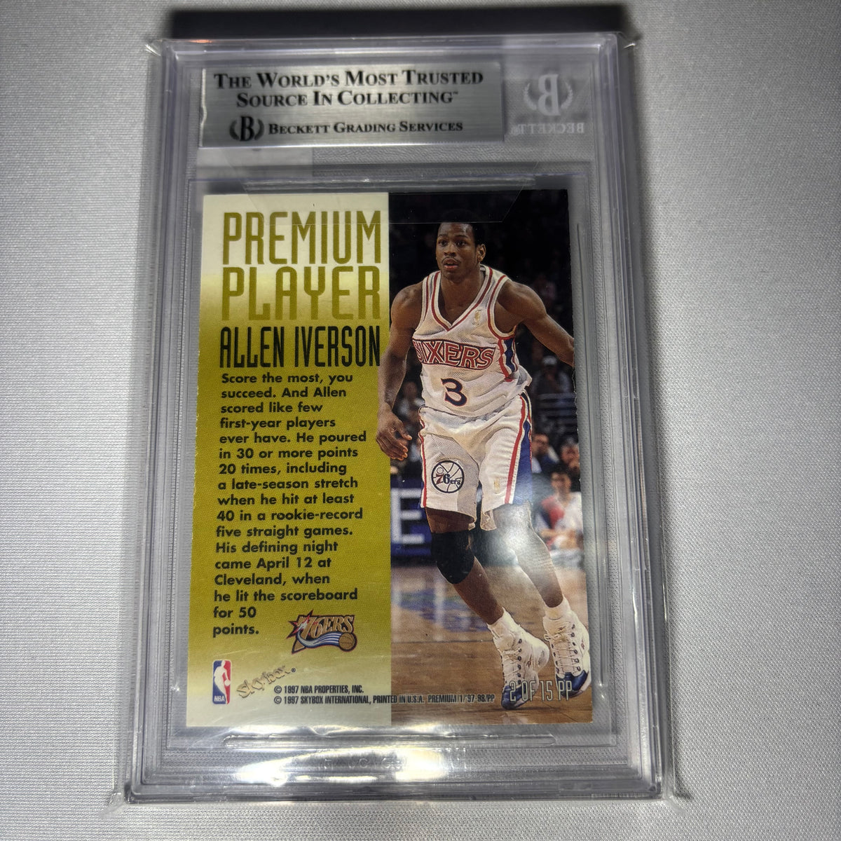 Allen Iverson #2 Premium Player 1997-98 Skybox Premium Beckett 9