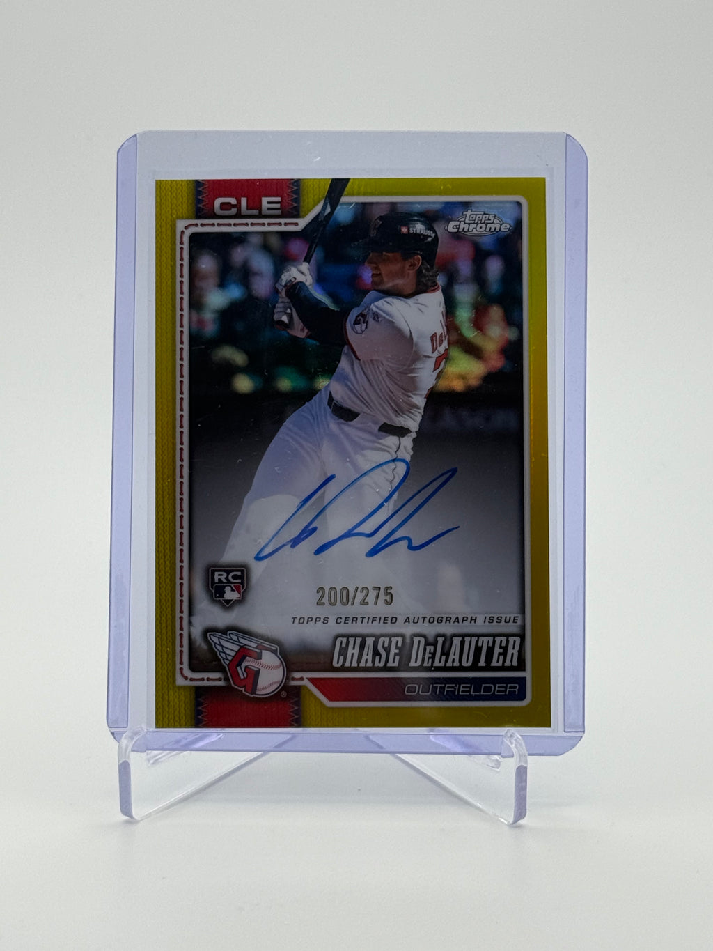 Chase DeLauter 2026 Topps Chrome Baseball Autographed Card /275
