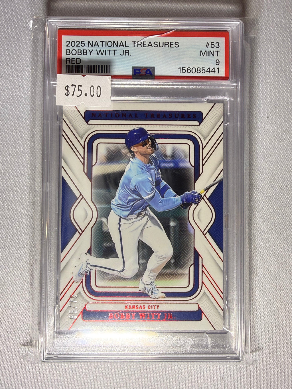 Bobby Witt Jr. 2025 National Treasures Red /76 PSA 9