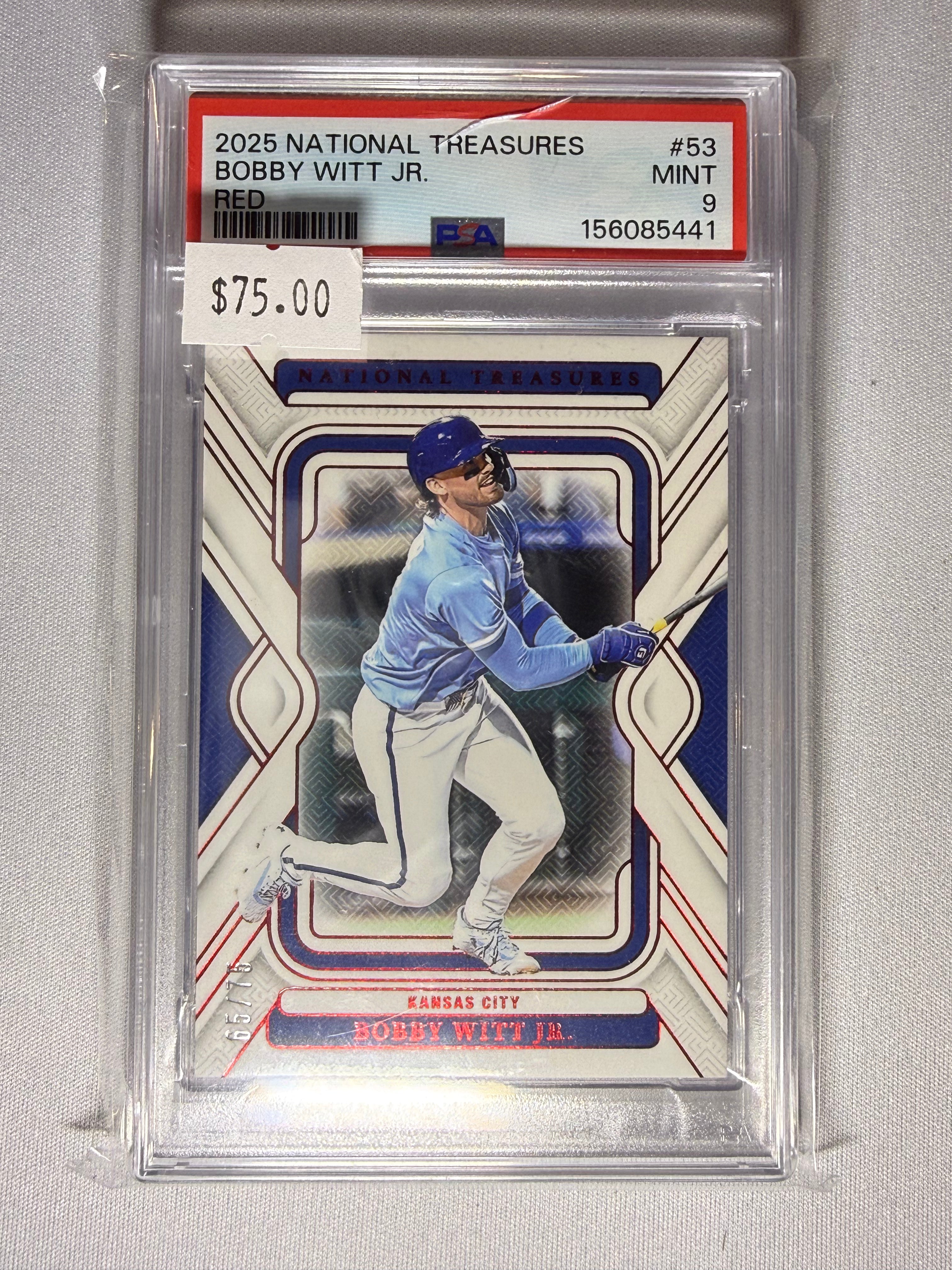 Bobby Witt Jr. 2025 National Treasures Red /76 PSA 9