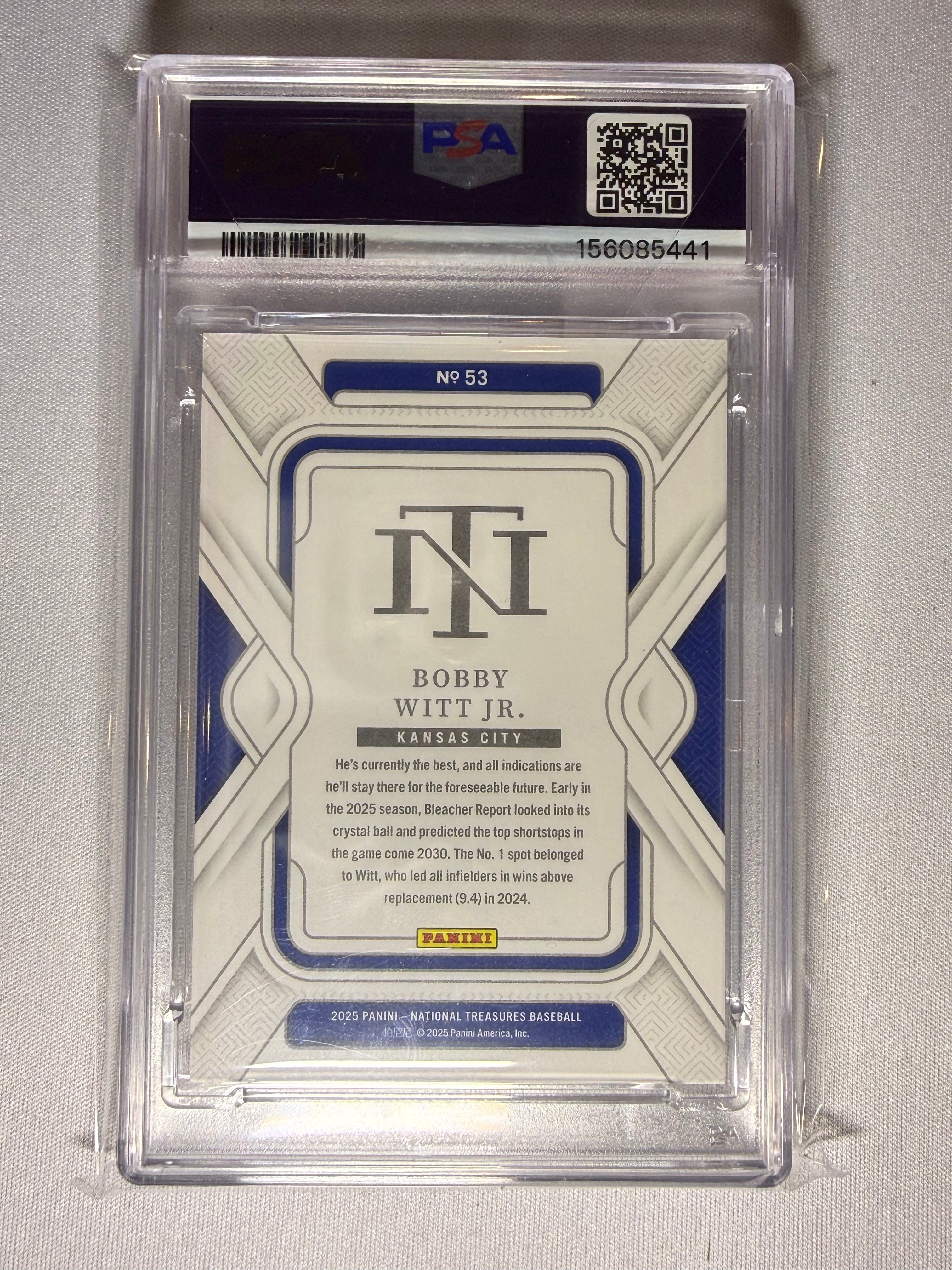 Bobby Witt Jr. 2025 National Treasures Red /76 PSA 9