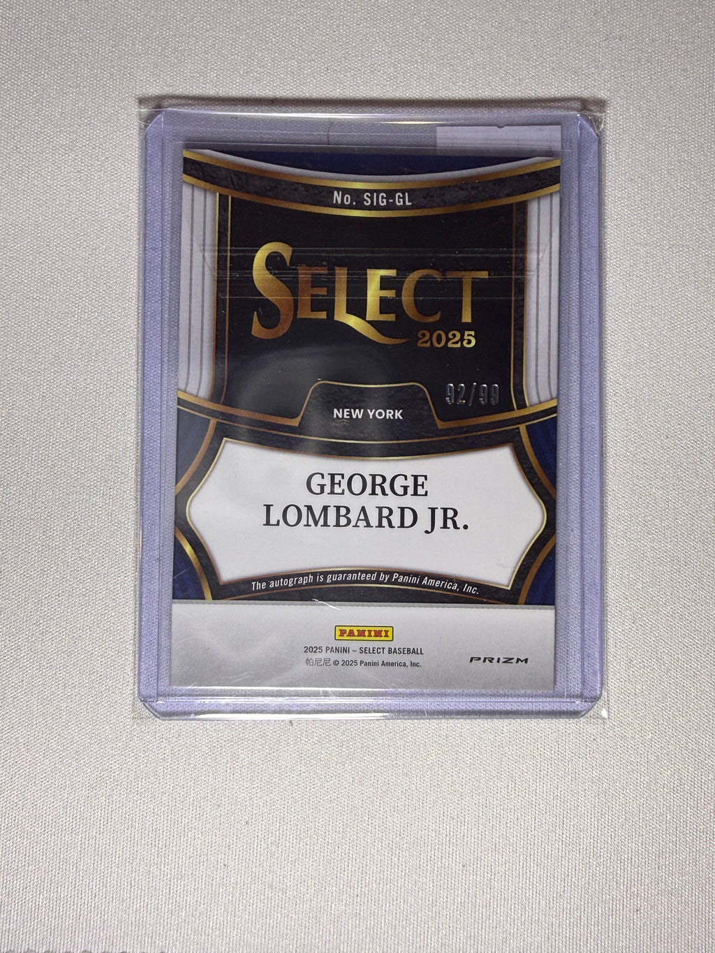 George Lombard Jr. Panini Select /99