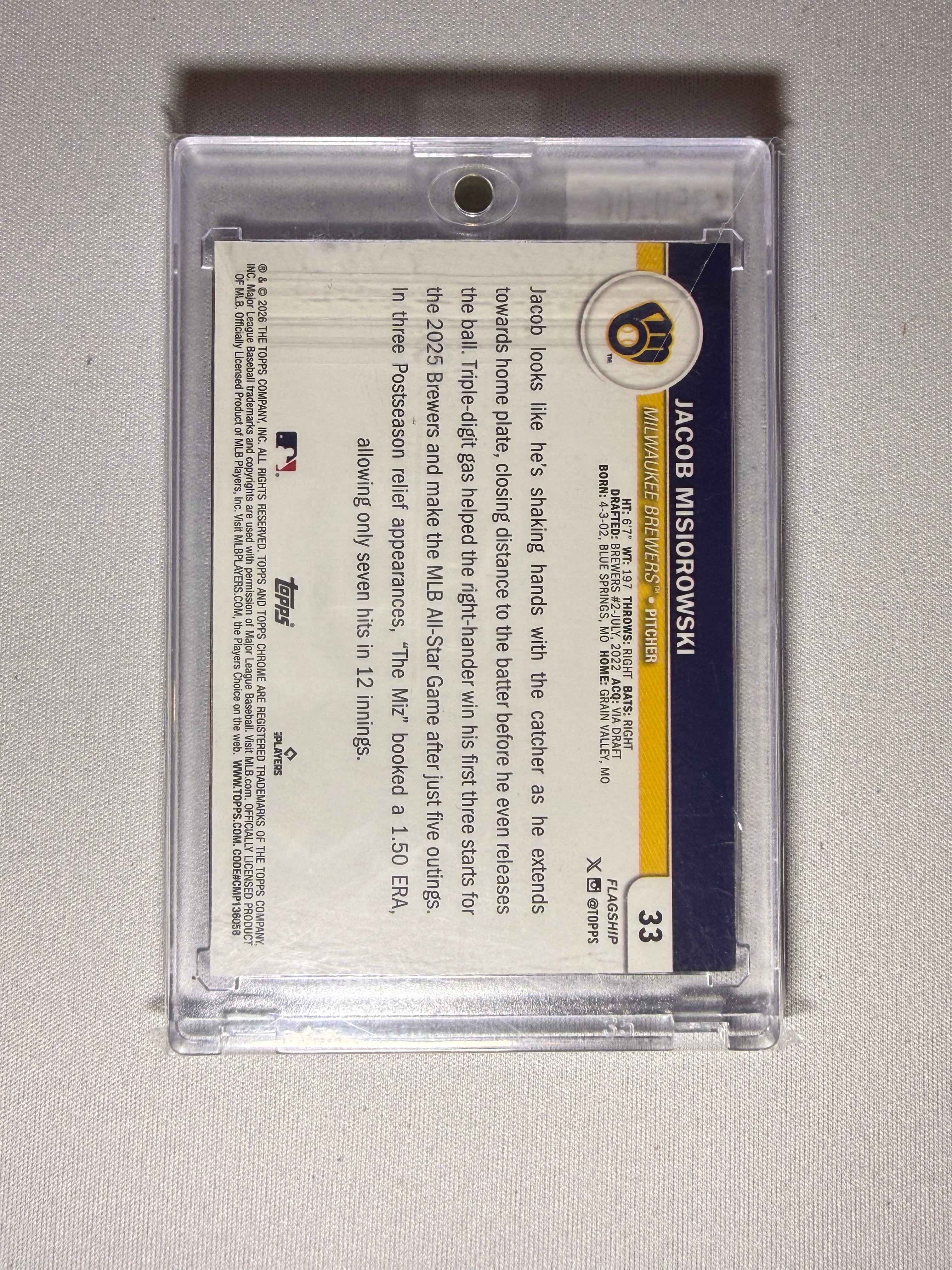 Jacob Misiorowski Topps Chrome Rookie Card /50