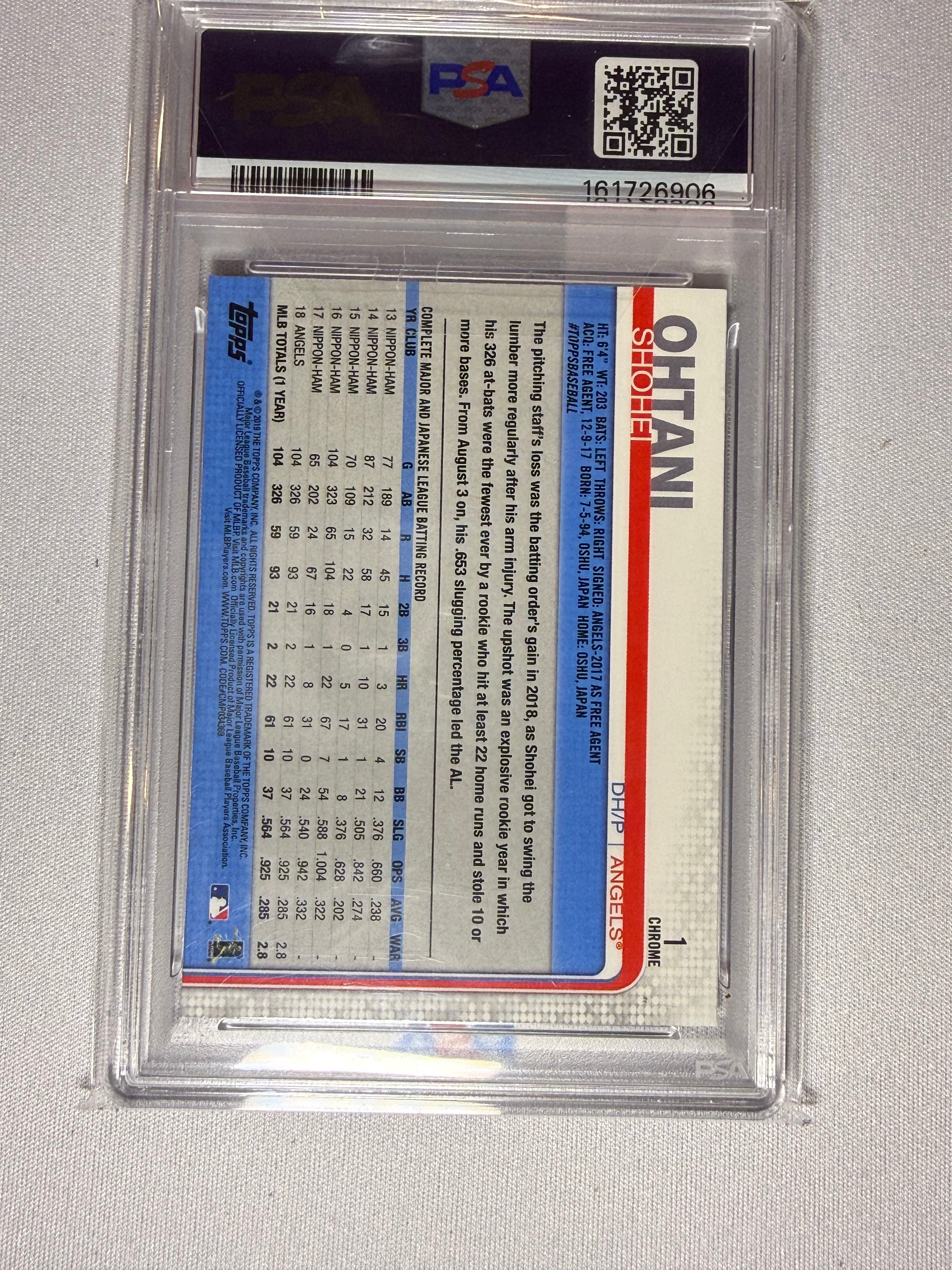 Shohei Ohtani 2019 Topps Chrome PSA 10