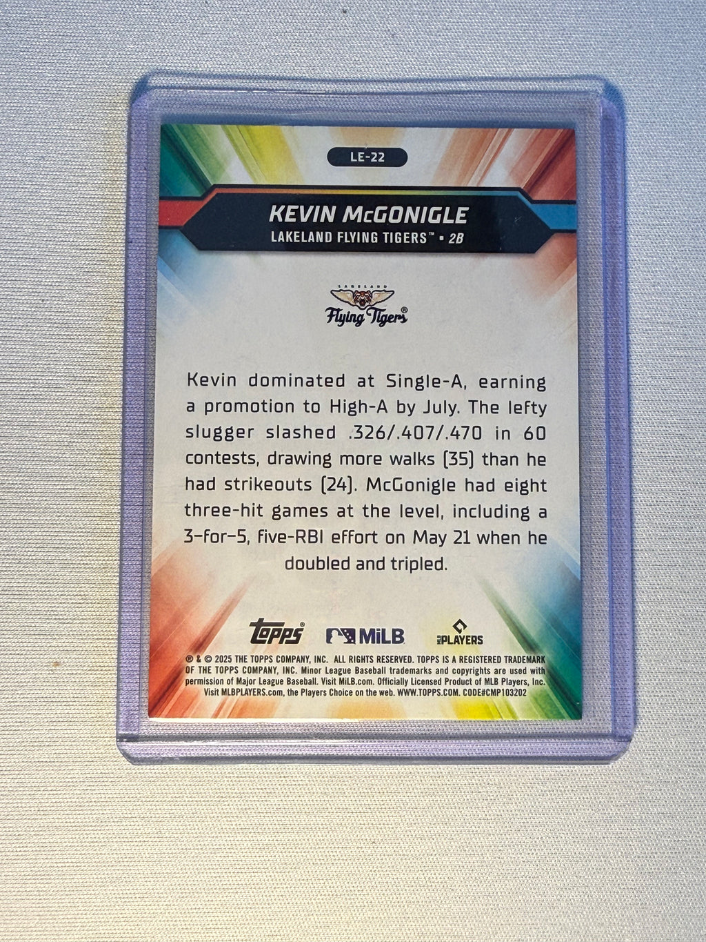 Kevin McGonigle Topps League Elites /99