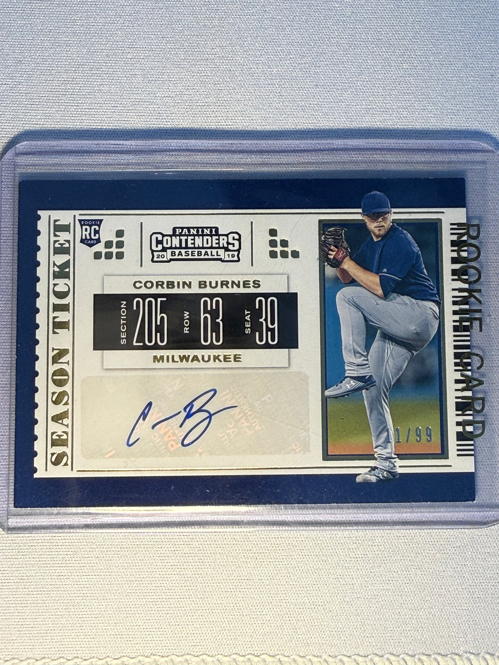Corbin Burnes Panini Contenders Autographed Rookie Card /99
