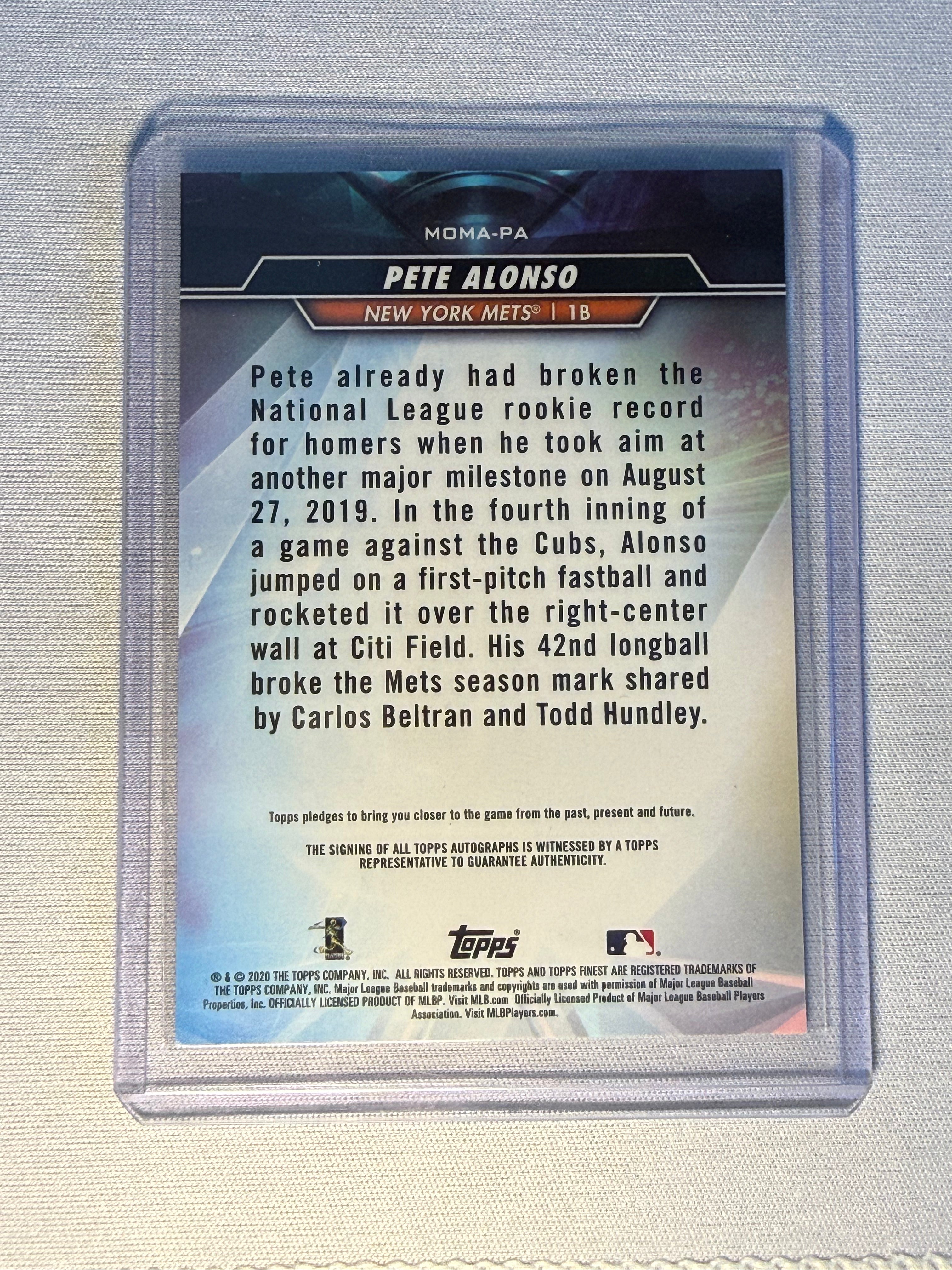 Pete Alonso Topps Finest Moments Autographed Card
