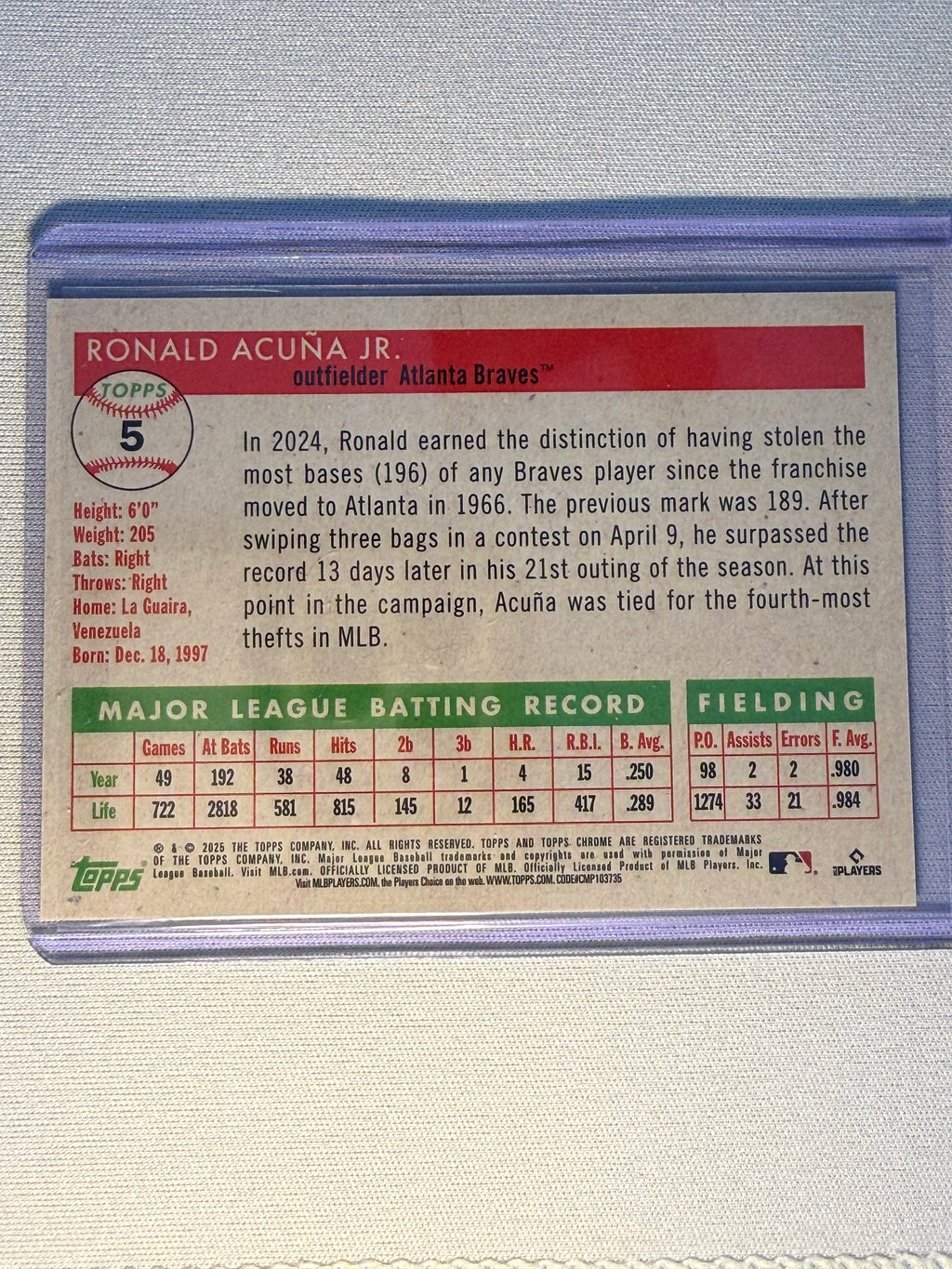 Ronald Acuña Jr. Topps Chrome /50