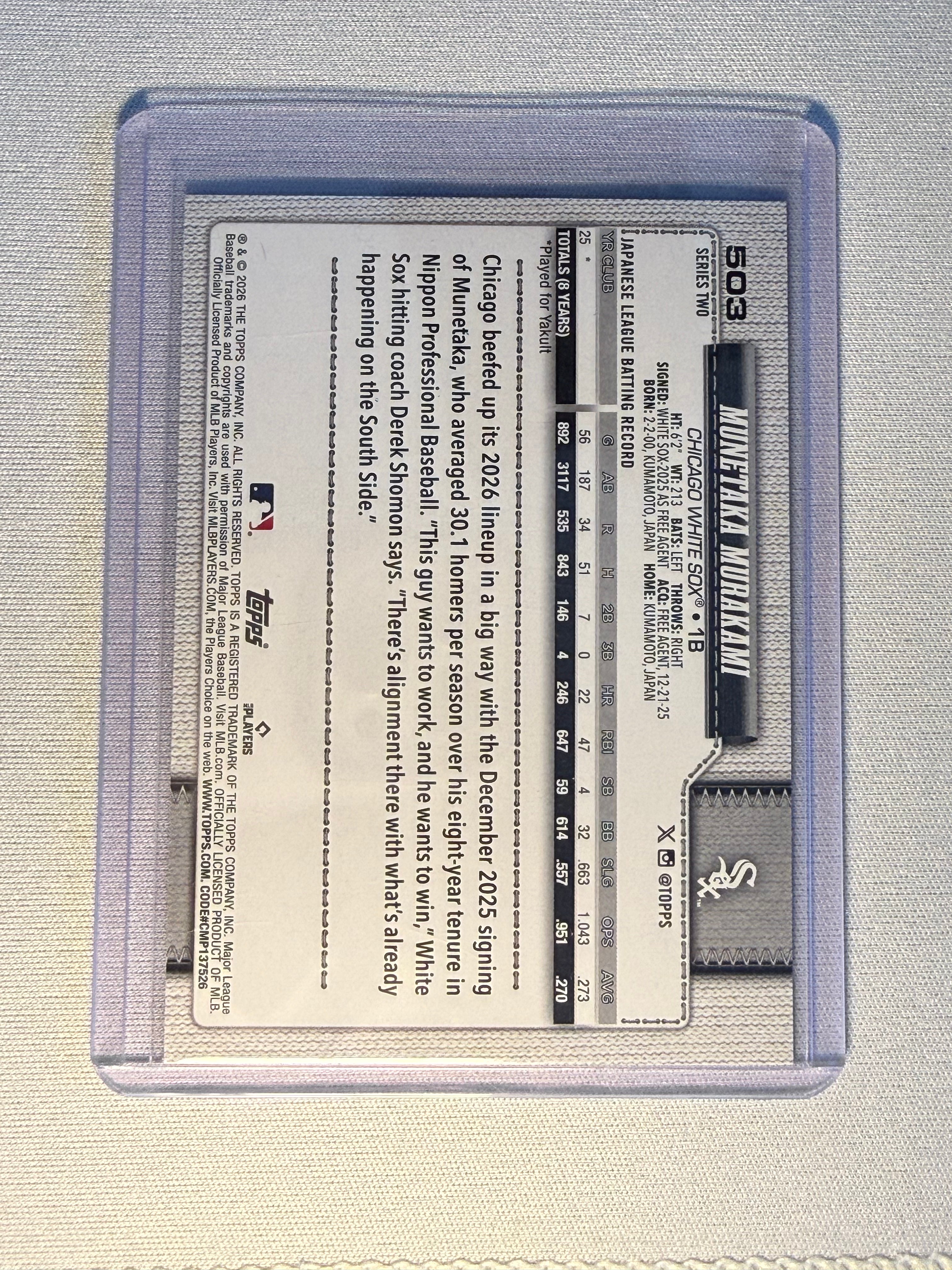 Munetaka Murakami Topps Orange Sun Parallel Rookie Card