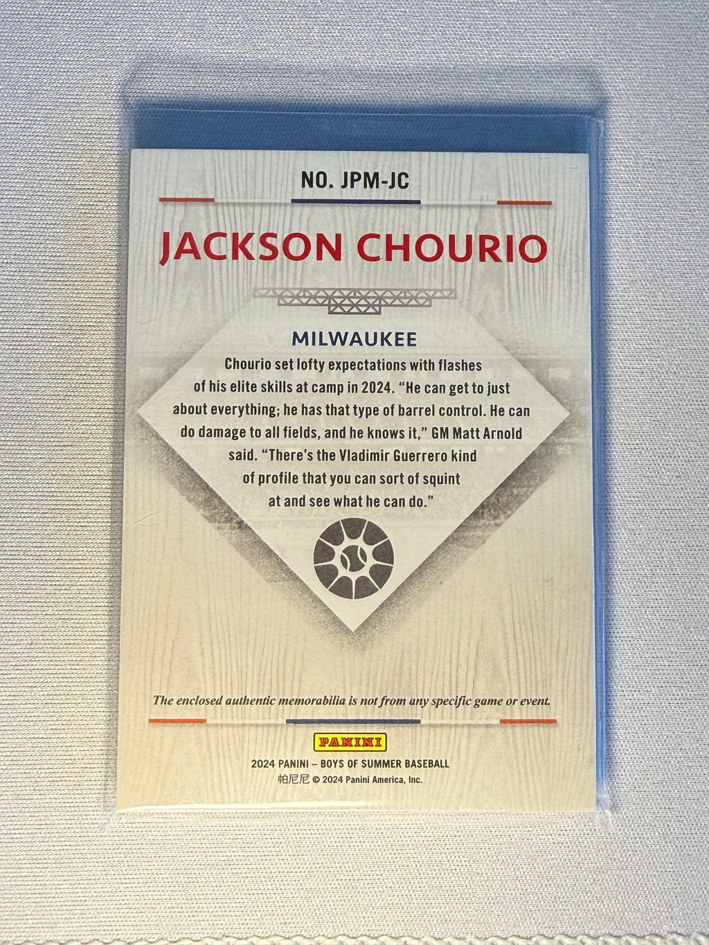Jackson Chourio Boys of Summer Jersey Card /49