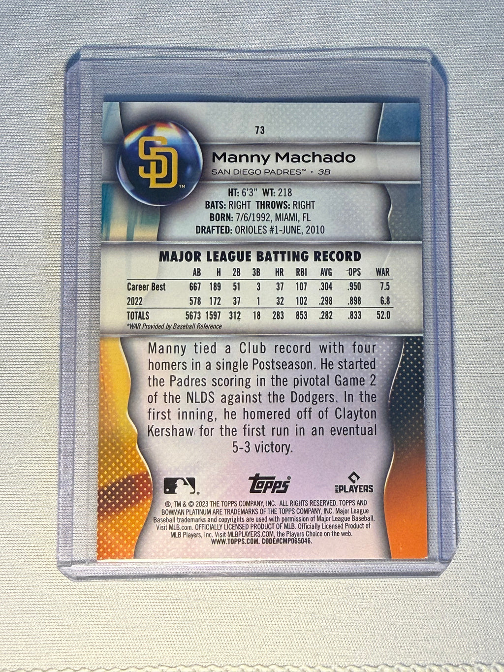 Manny Machado Topps Bowman