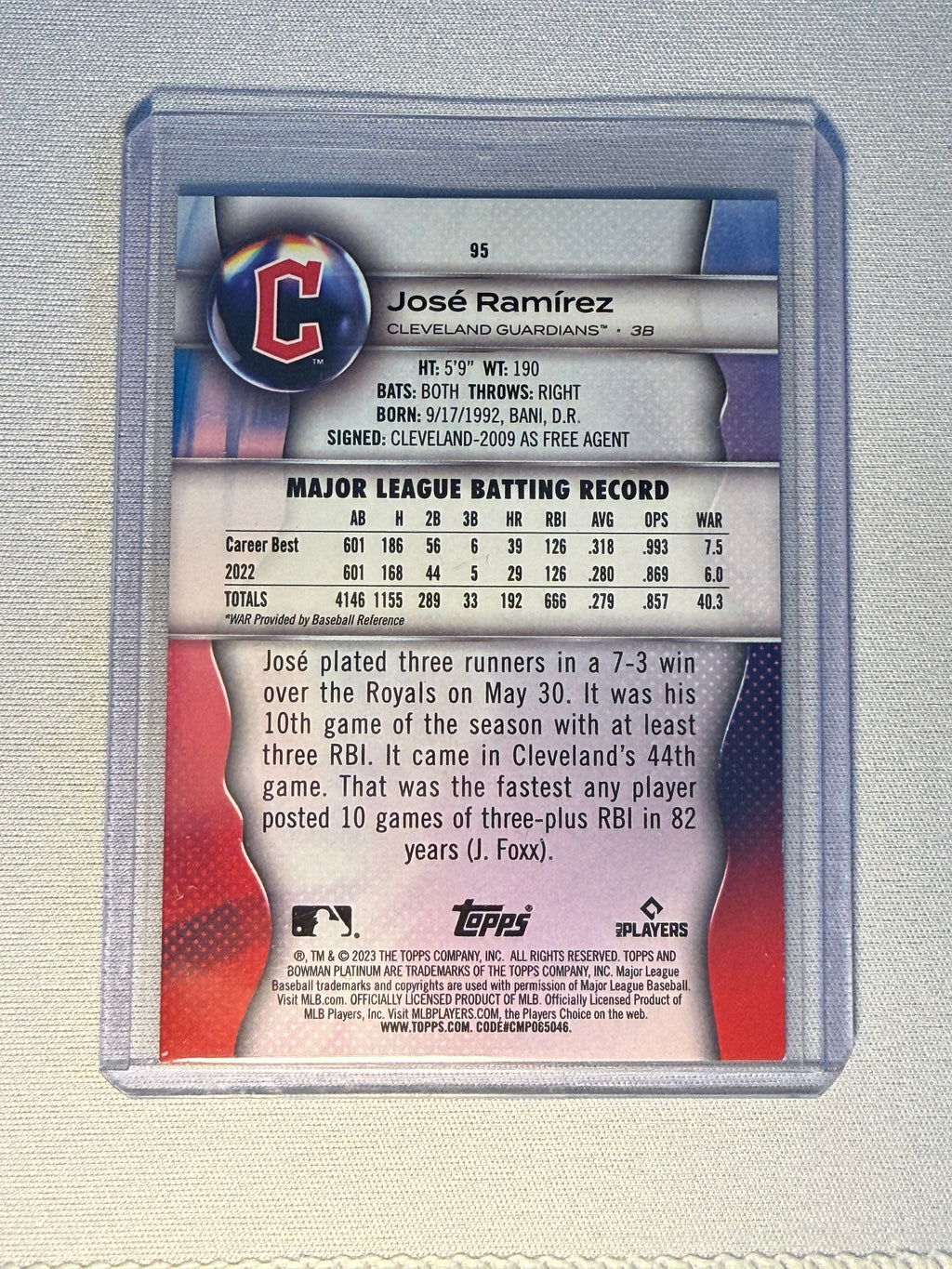 José Ramírez Topps Bowman Card