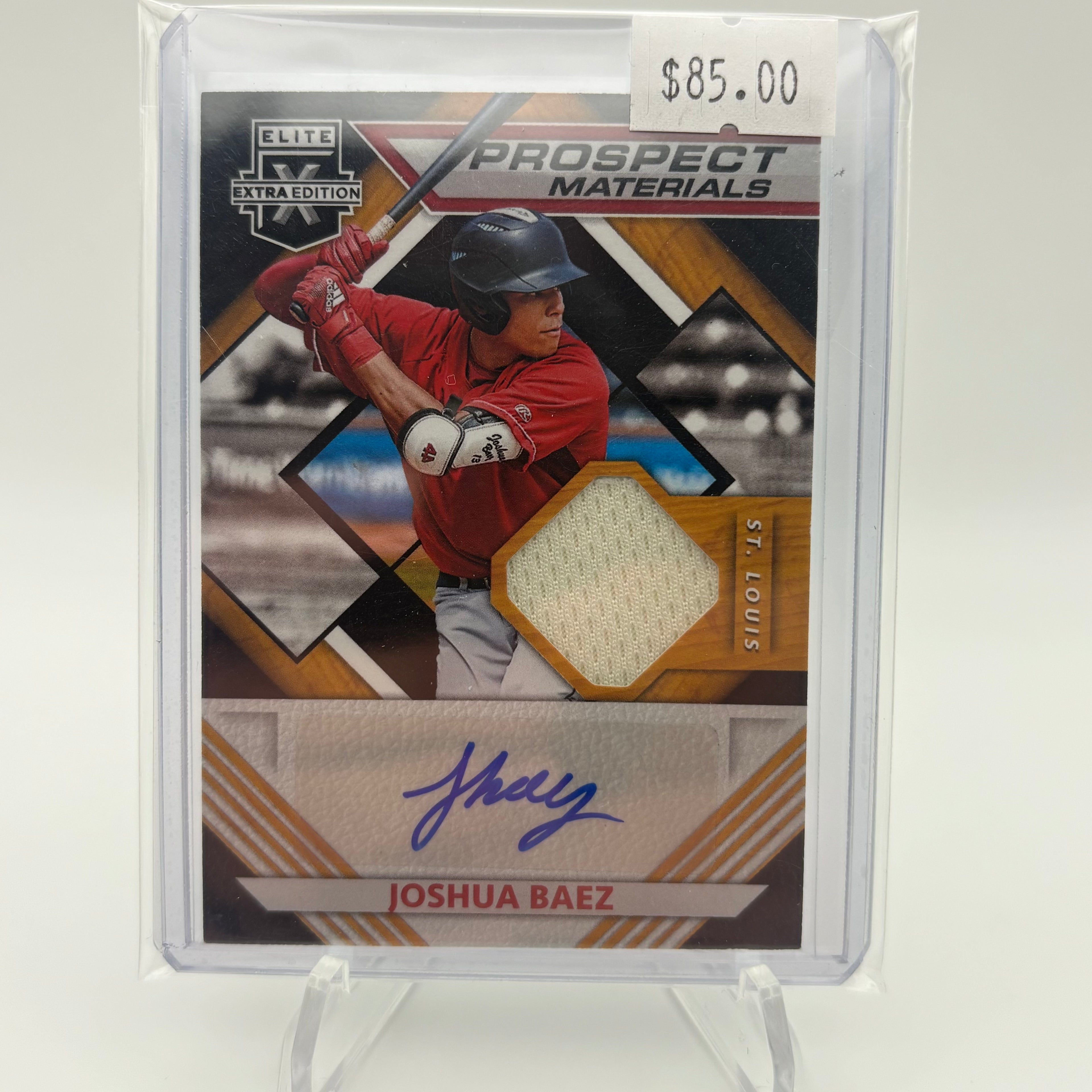 Joshua Baez 2021 Panini Elite Extra Prospect Material Jersey Patch Auto