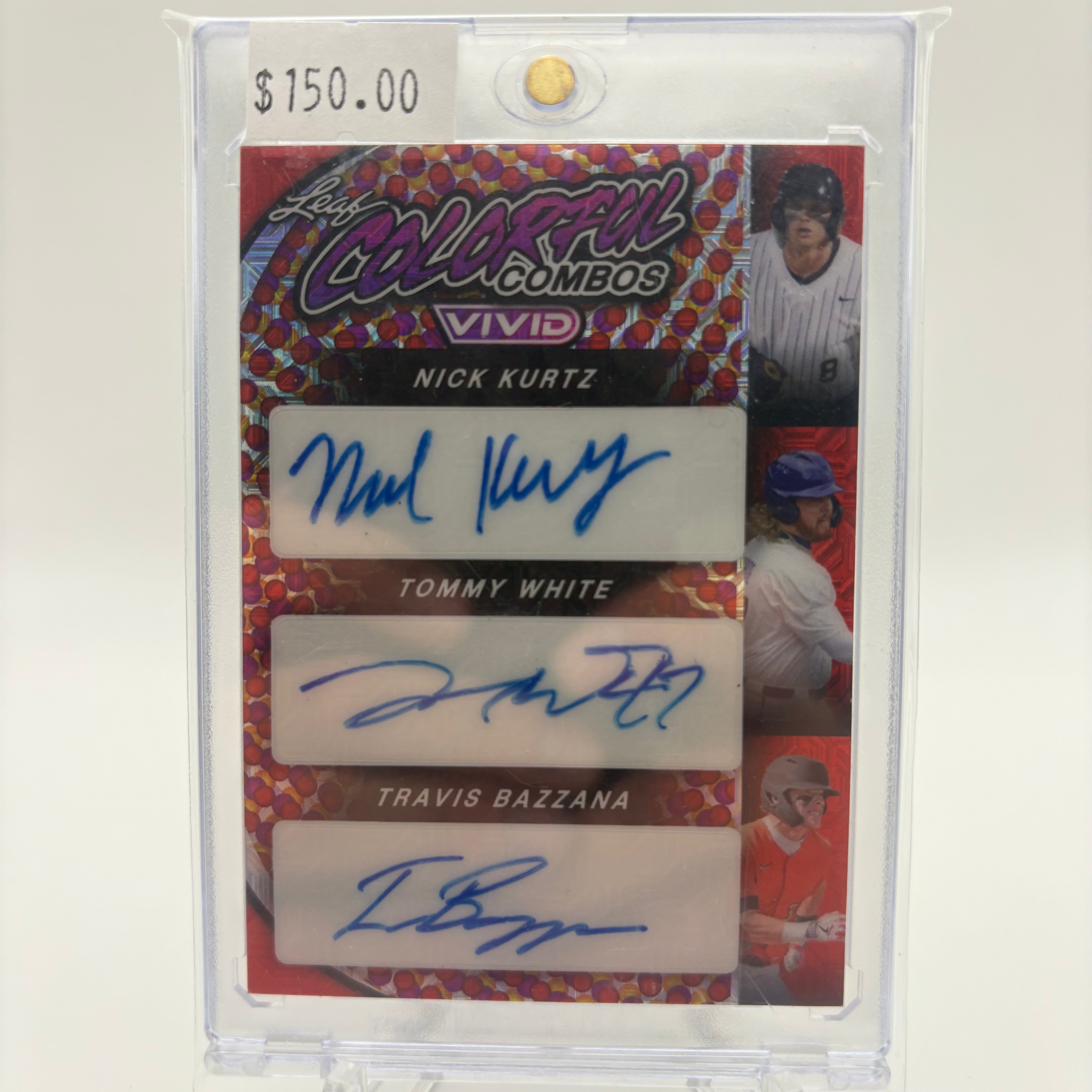 Nick Kurtz / Tommy White / Travis Bazzana 2023 Leaf Colorful Combos Triple Auto