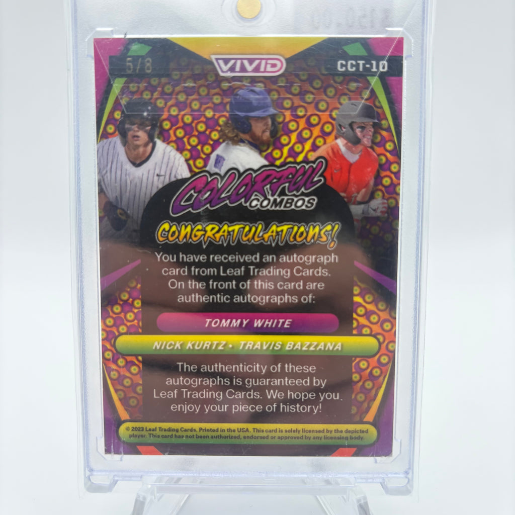 Nick Kurtz / Tommy White / Travis Bazzana 2023 Leaf Colorful Combos Triple Auto
