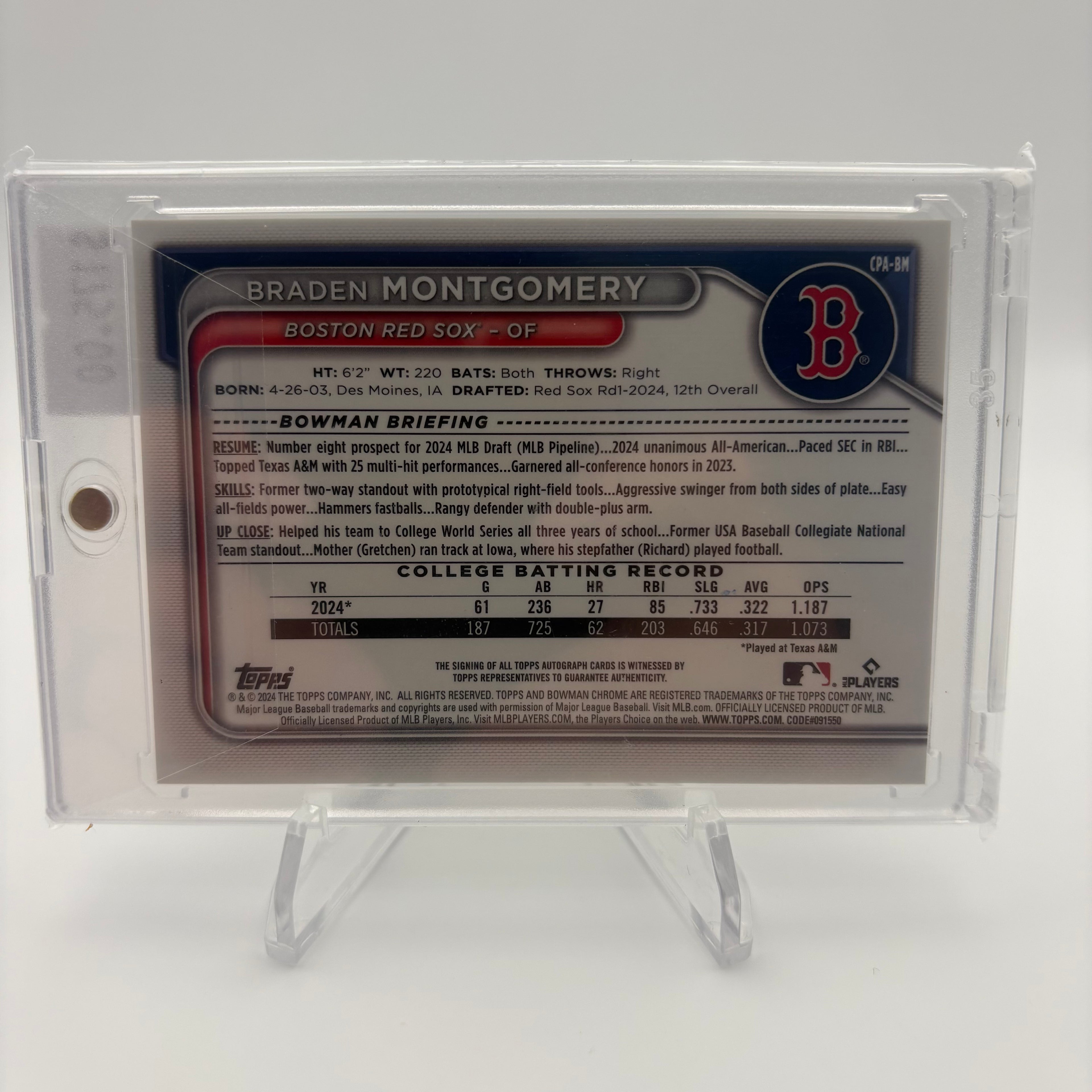 Braden Montgomery 2024 Bowman Chrome 1st Auto /150