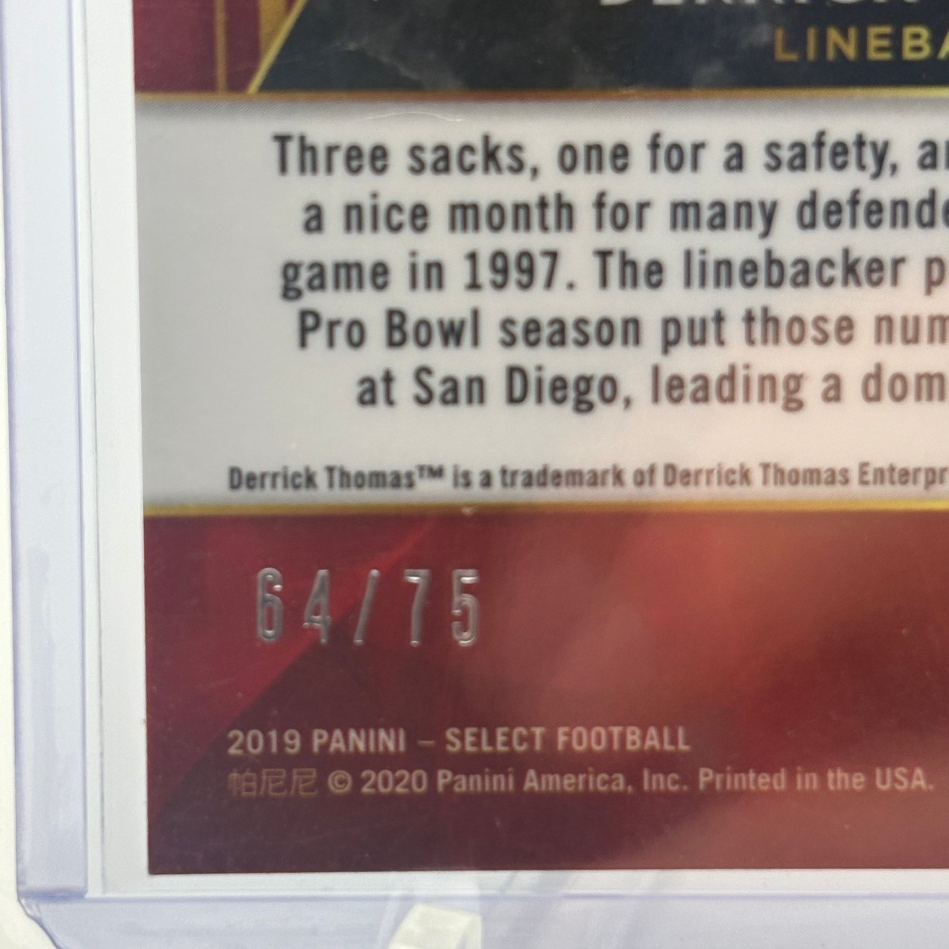 Derrick Thomas 2019 Panini Select /75