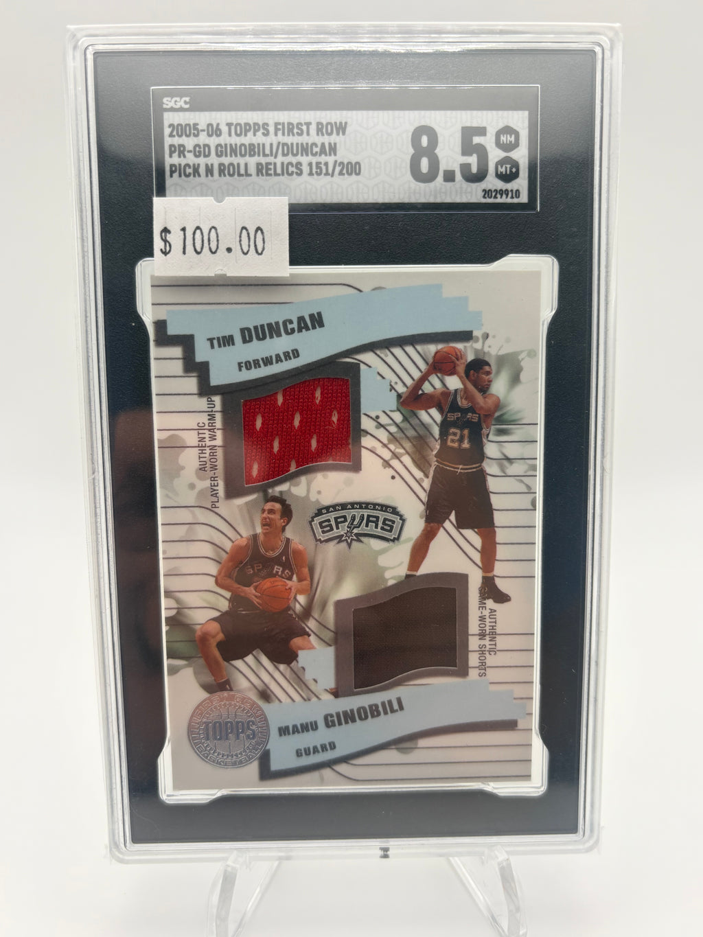 Tim Duncan and Manu Ginobili 2005-06 Topps First Row Pick N Roll Relics /200