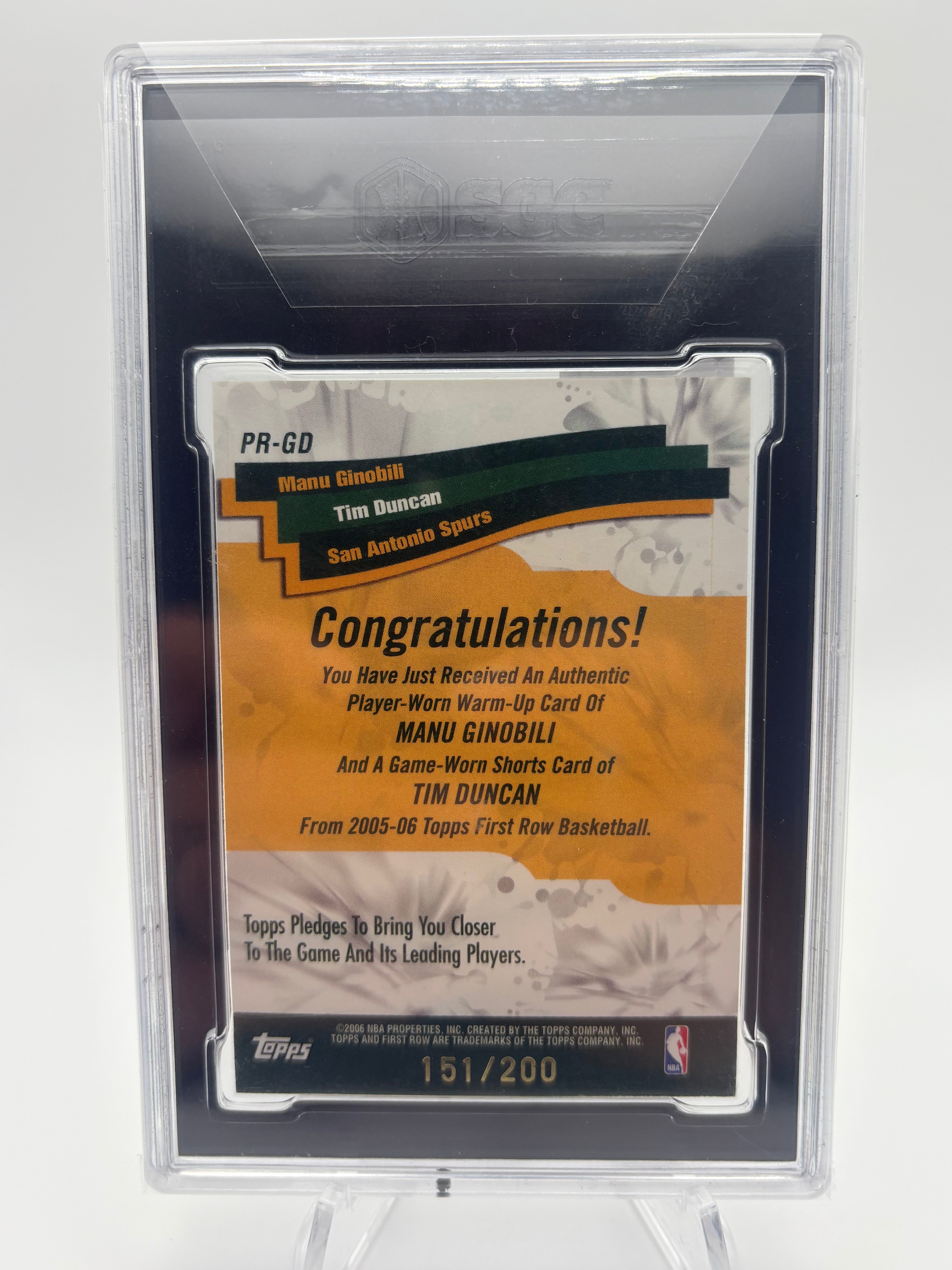 Tim Duncan and Manu Ginobili 2005-06 Topps First Row Pick N Roll Relics /200