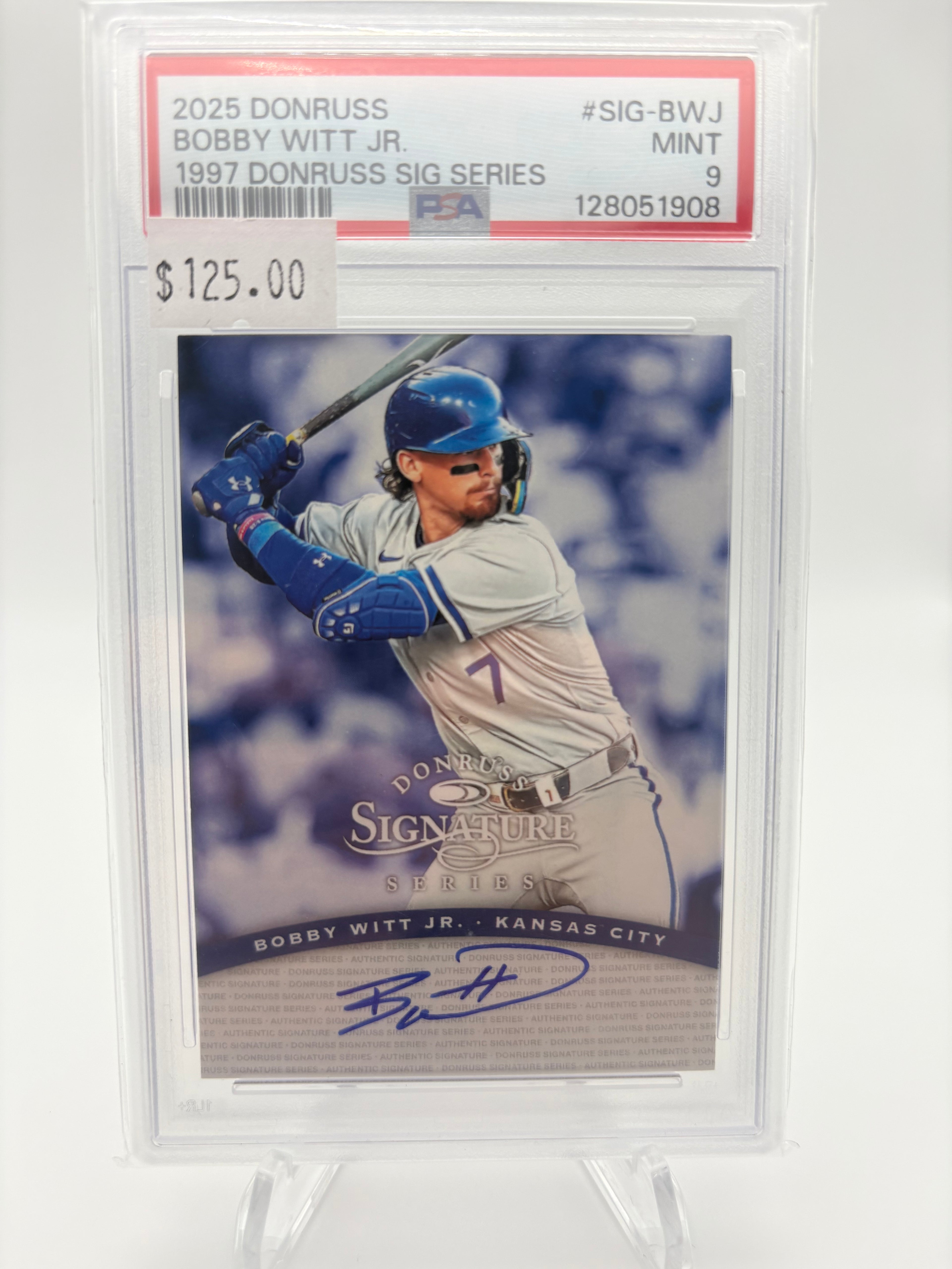 Bobby Witt Jr. 2025 Donruss 1997 Donruss Sig Series PSA 9
