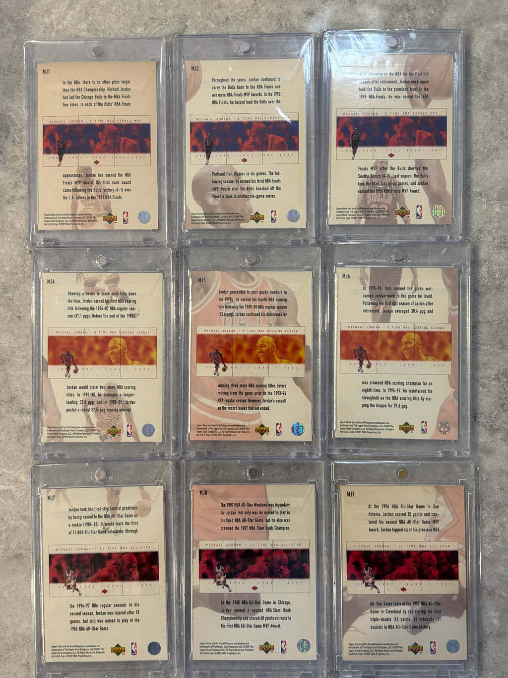 Michael Jordan 1997 Upper Deck Collector’s Choice Japan Complete Set MJ1-MJ9