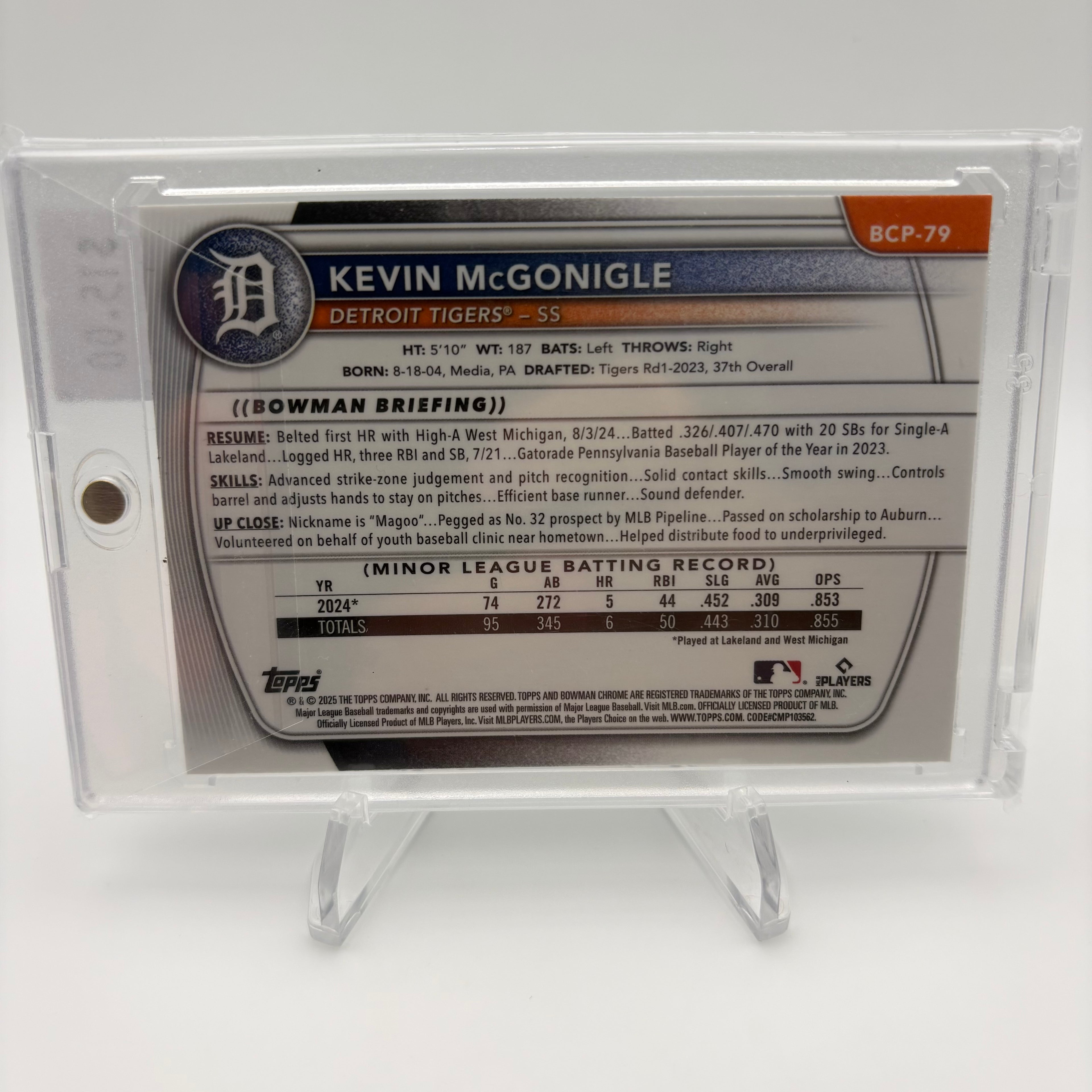 Kevin McGonigle Bowman Chrome 1st Refractor