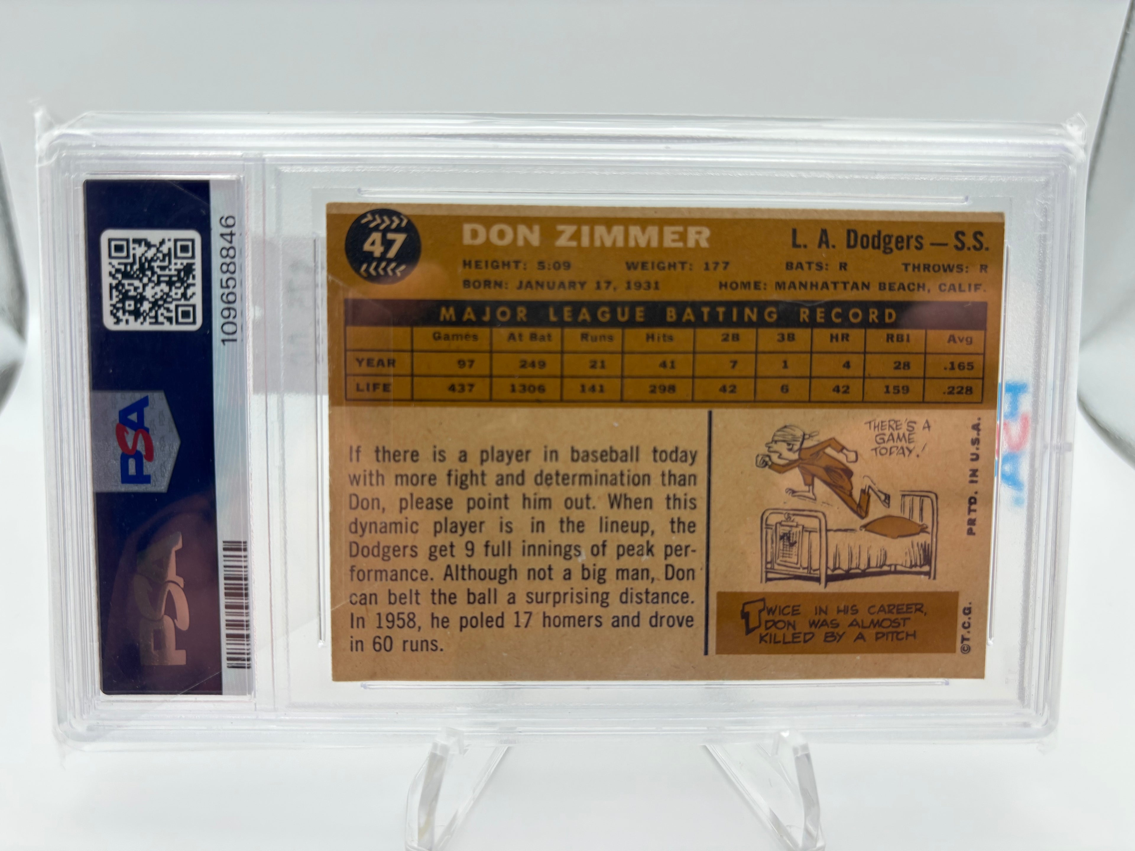 Don Zimmer 1960 Topps PSA Authentic Auto 7