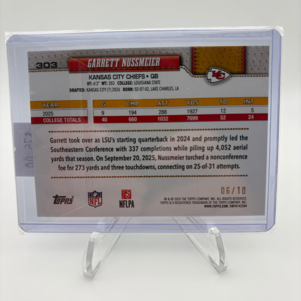 Garrett Nussmeier 2026 Topps Rookie /10