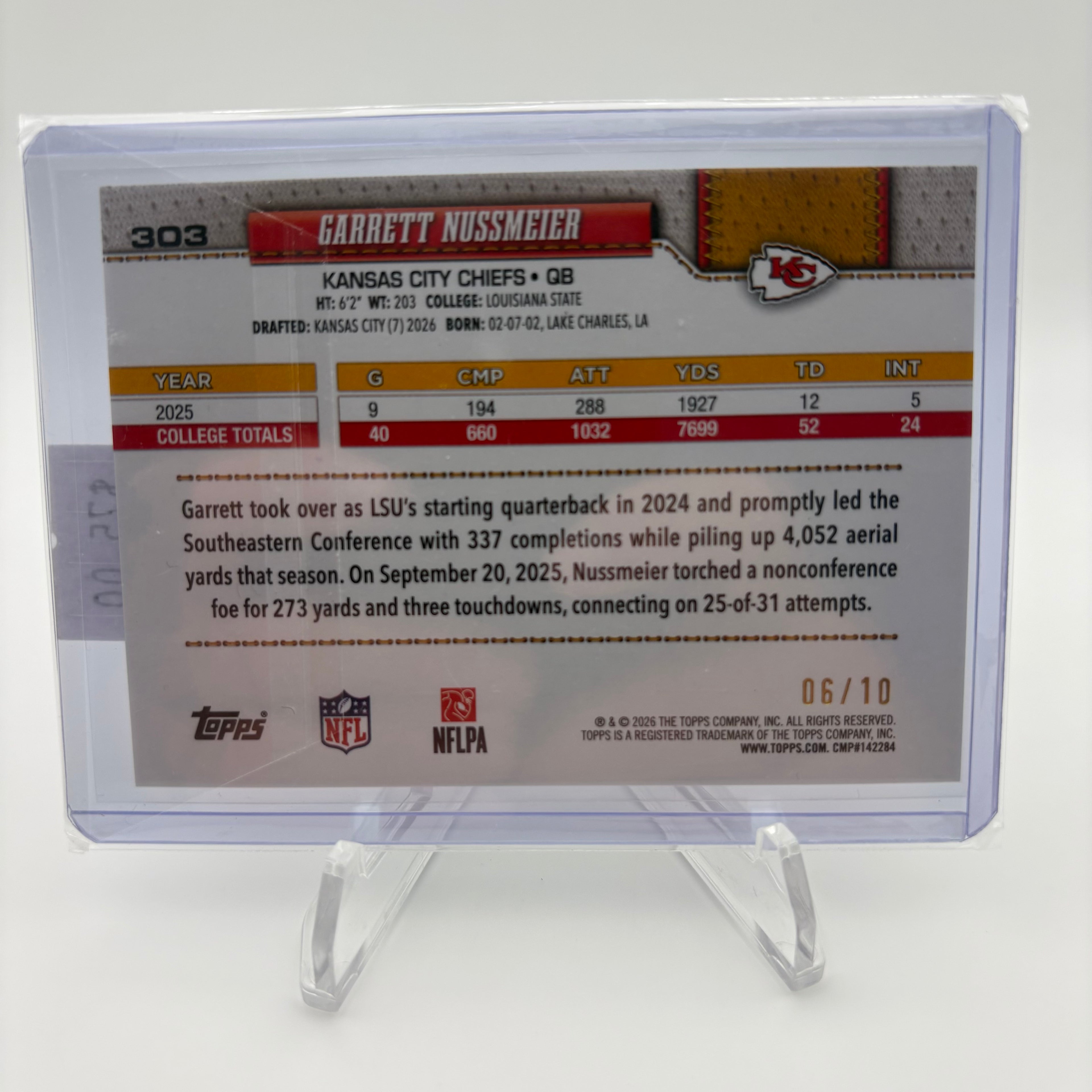 Garrett Nussmeier 2026 Topps Rookie /10