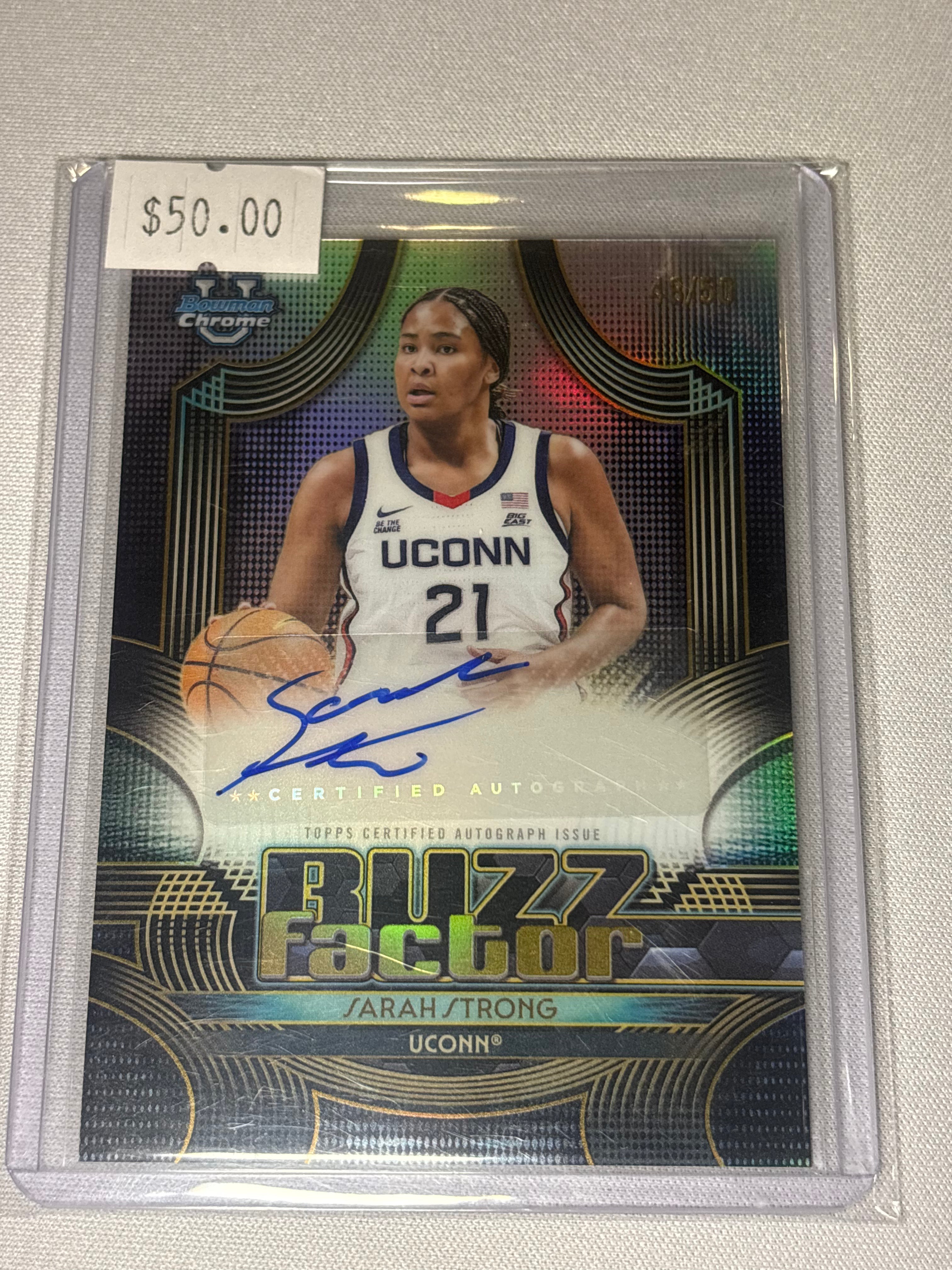 Sarah Strong 2025 Bowman U Buzz Factor Autographed Card /50