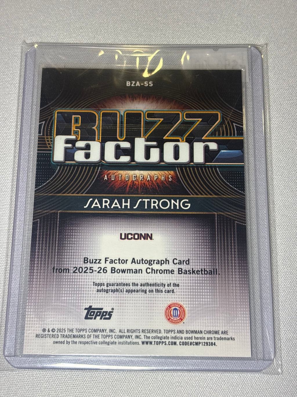 Sarah Strong 2025 Bowman U Buzz Factor Autographed Card /50