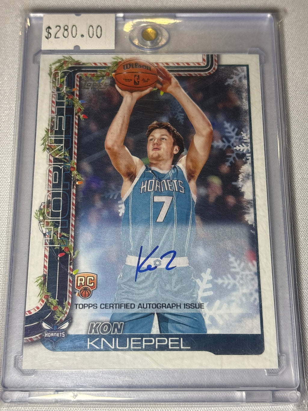 Kon Knueppel 2025 Topps Holiday Mega Rookie Autographed Card