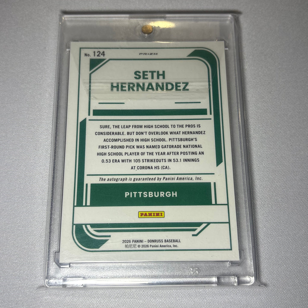 Seth Hernandez 2026 Panini Optic Rated Prospect Autographed Card