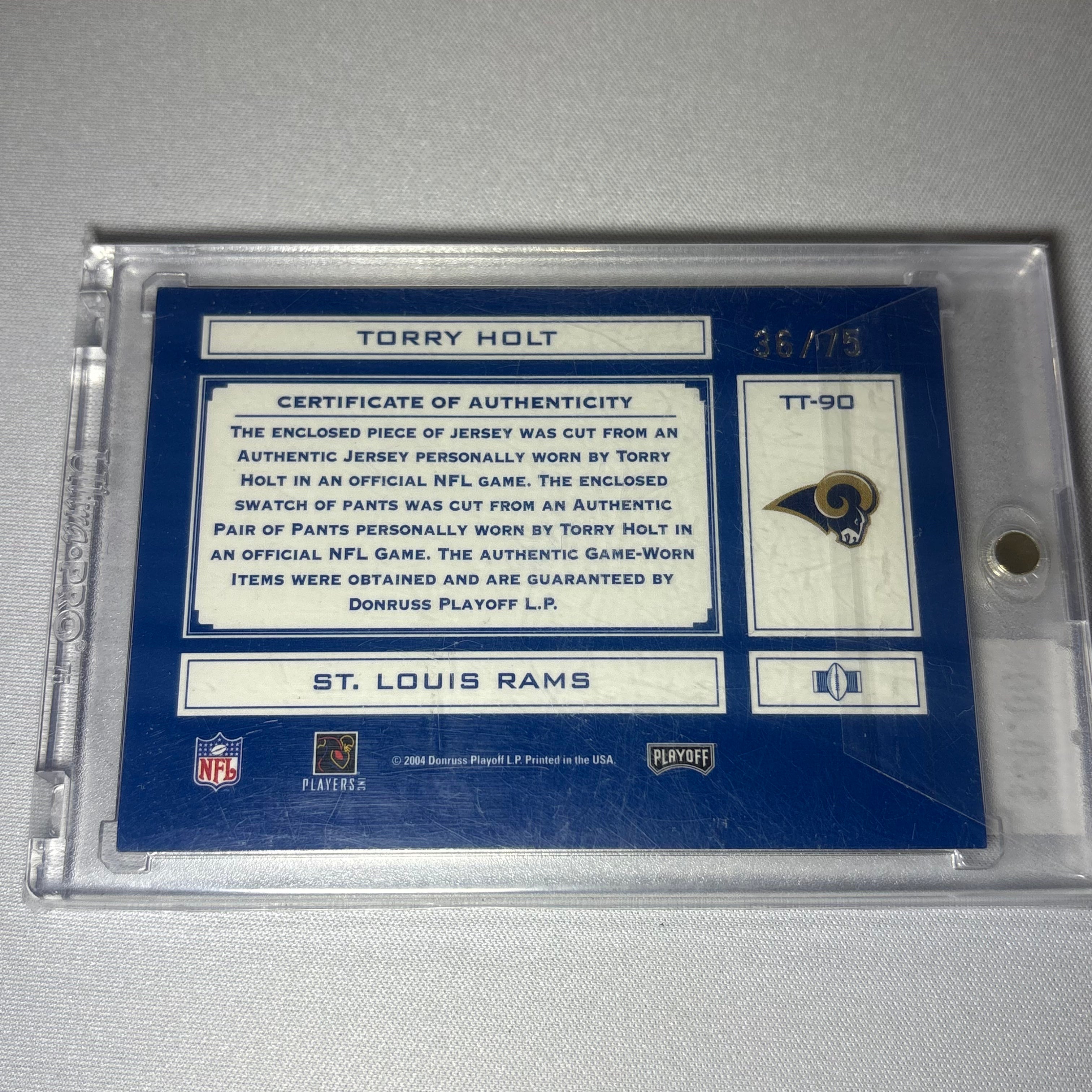 Torry Holt Donruss Tools of the Trade Jersey Patch Auto /75
