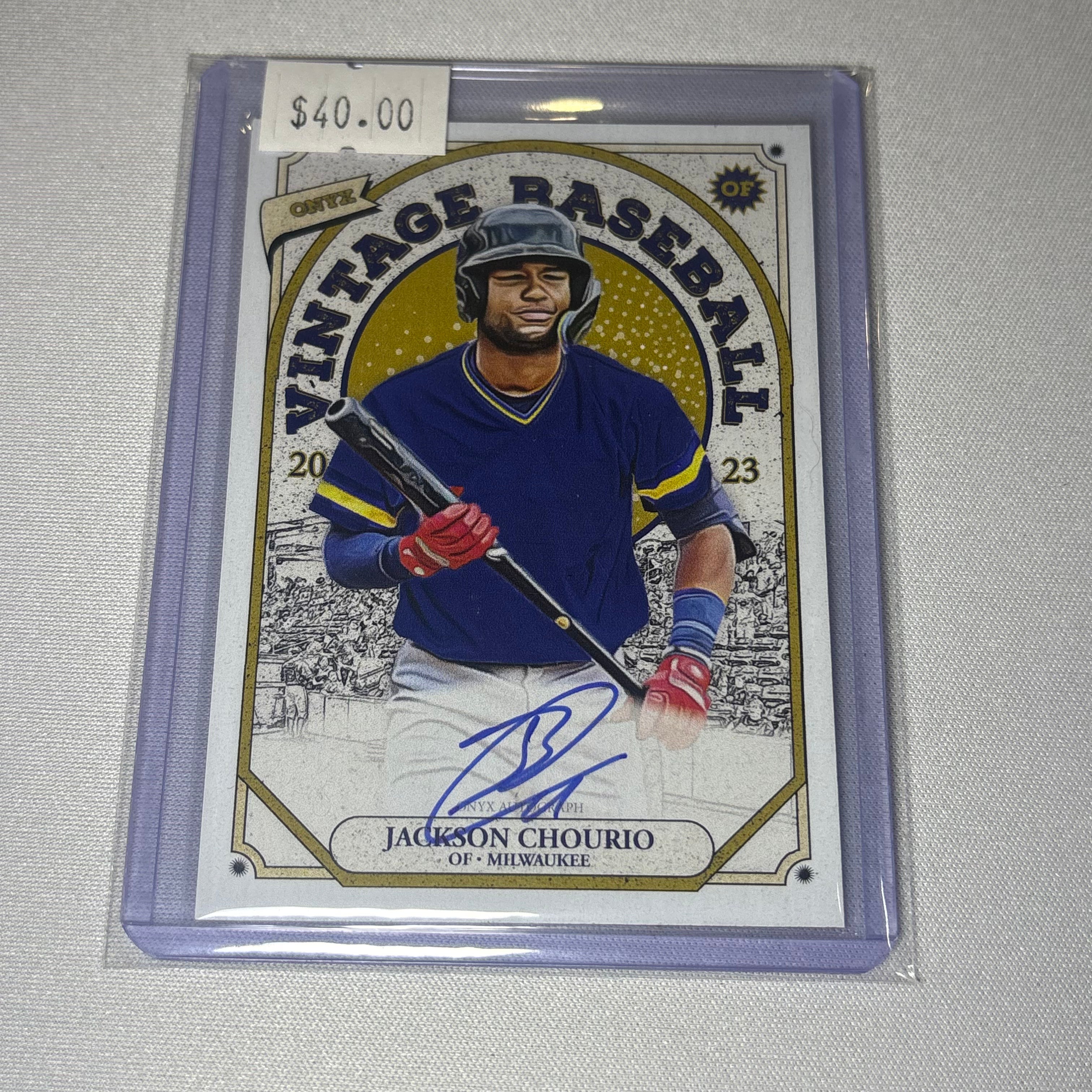 Jackson Chourio Onyx Vintage Baseball Autographed Card