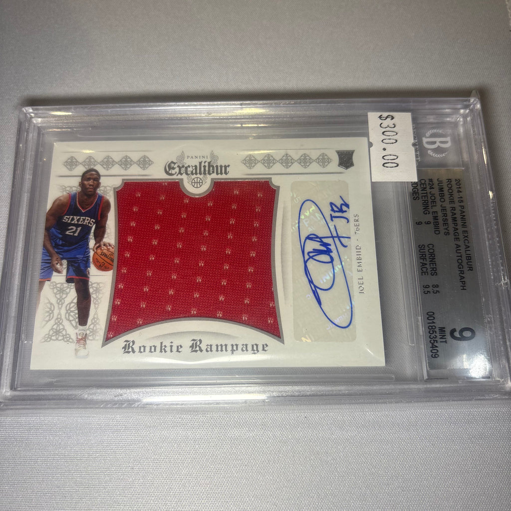 Joel Embiid 2014 Panini Excalibur Rookie Rampage Auto Beckett 9