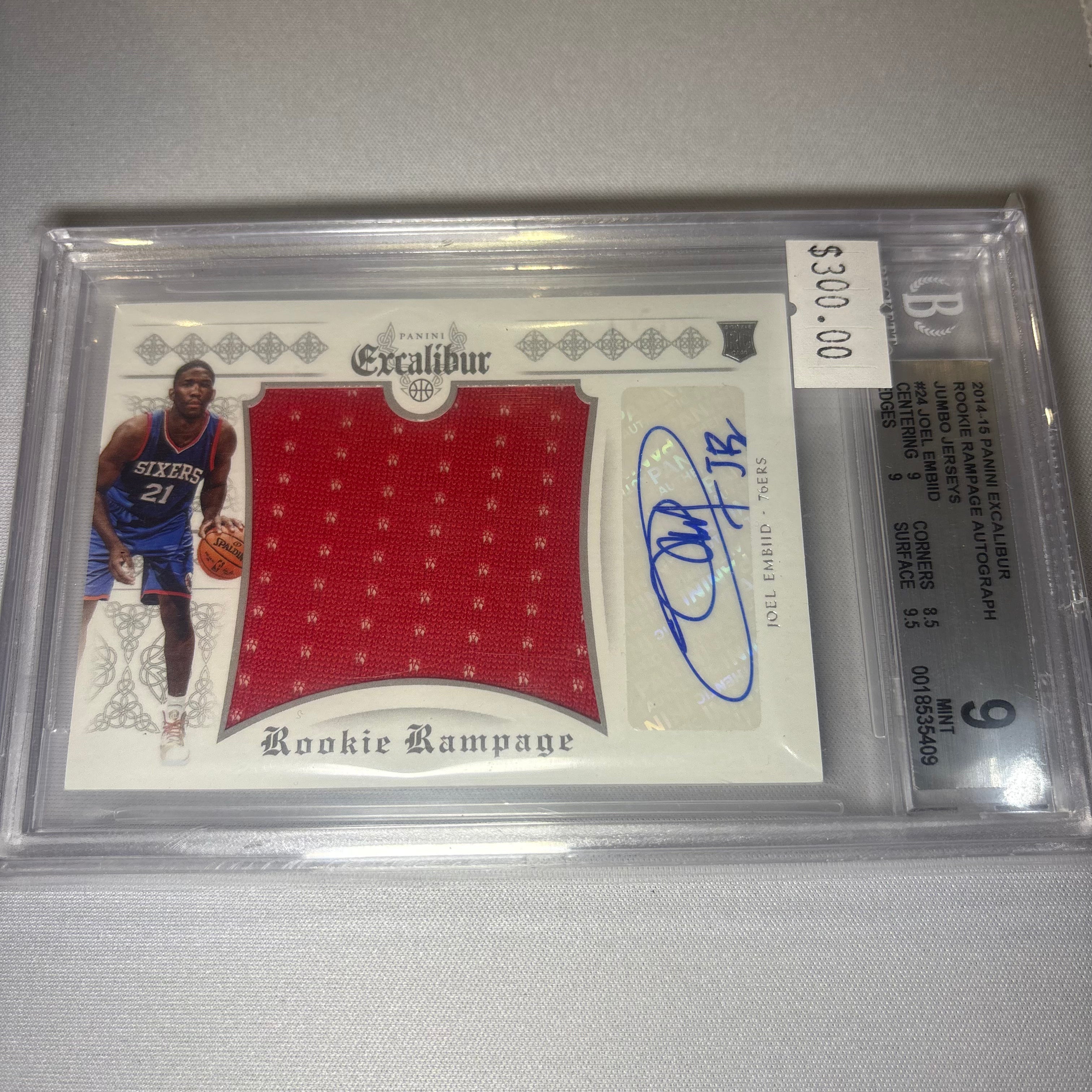 Joel Embiid 2014 Panini Excalibur Rookie Rampage Auto Beckett 9