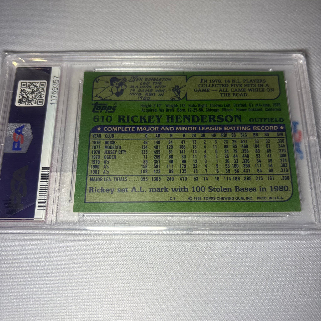 Rickey Henderson 1982 Topps PSA 9