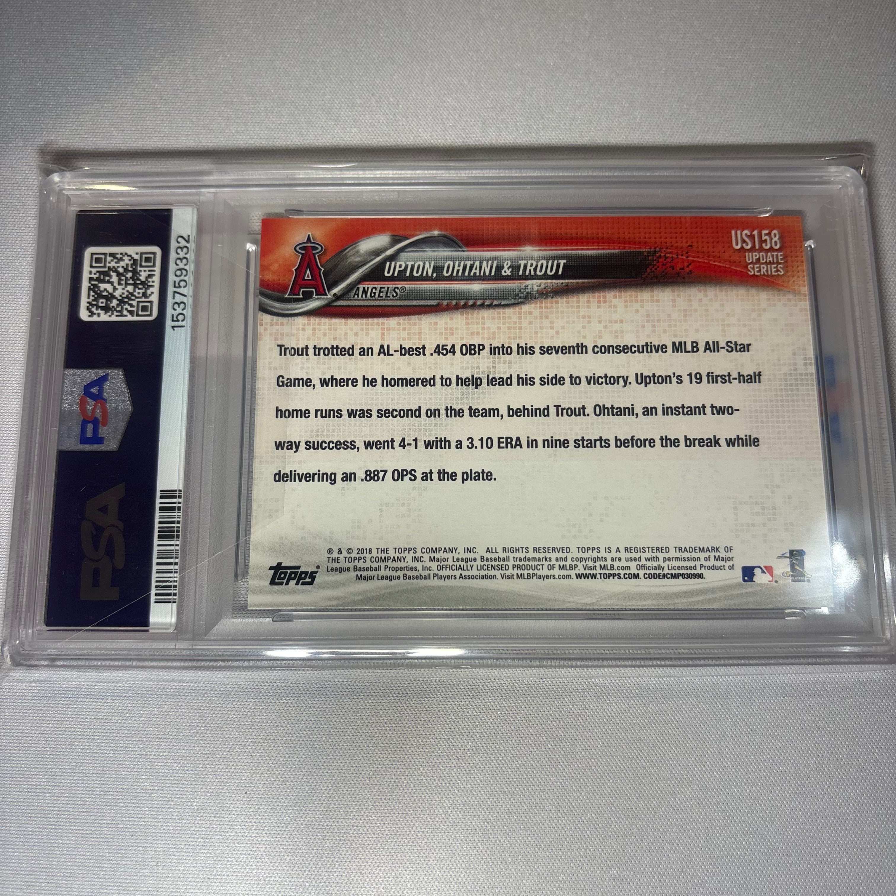 Shohei Ohtani/Upton/Trout 2018 Topps Update PSA 10
