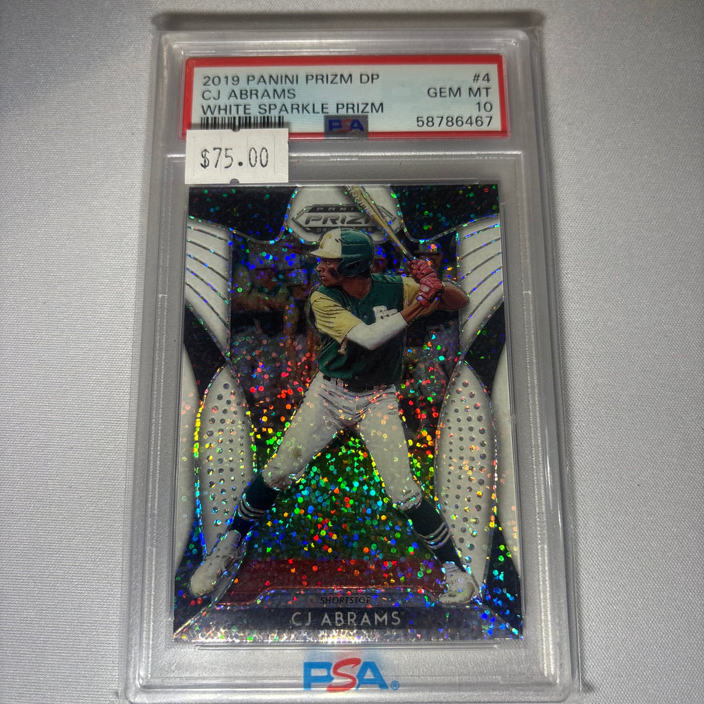 CJ Abrams 2019 Panini Prizim DP White Sparkle Prizm PSA 10