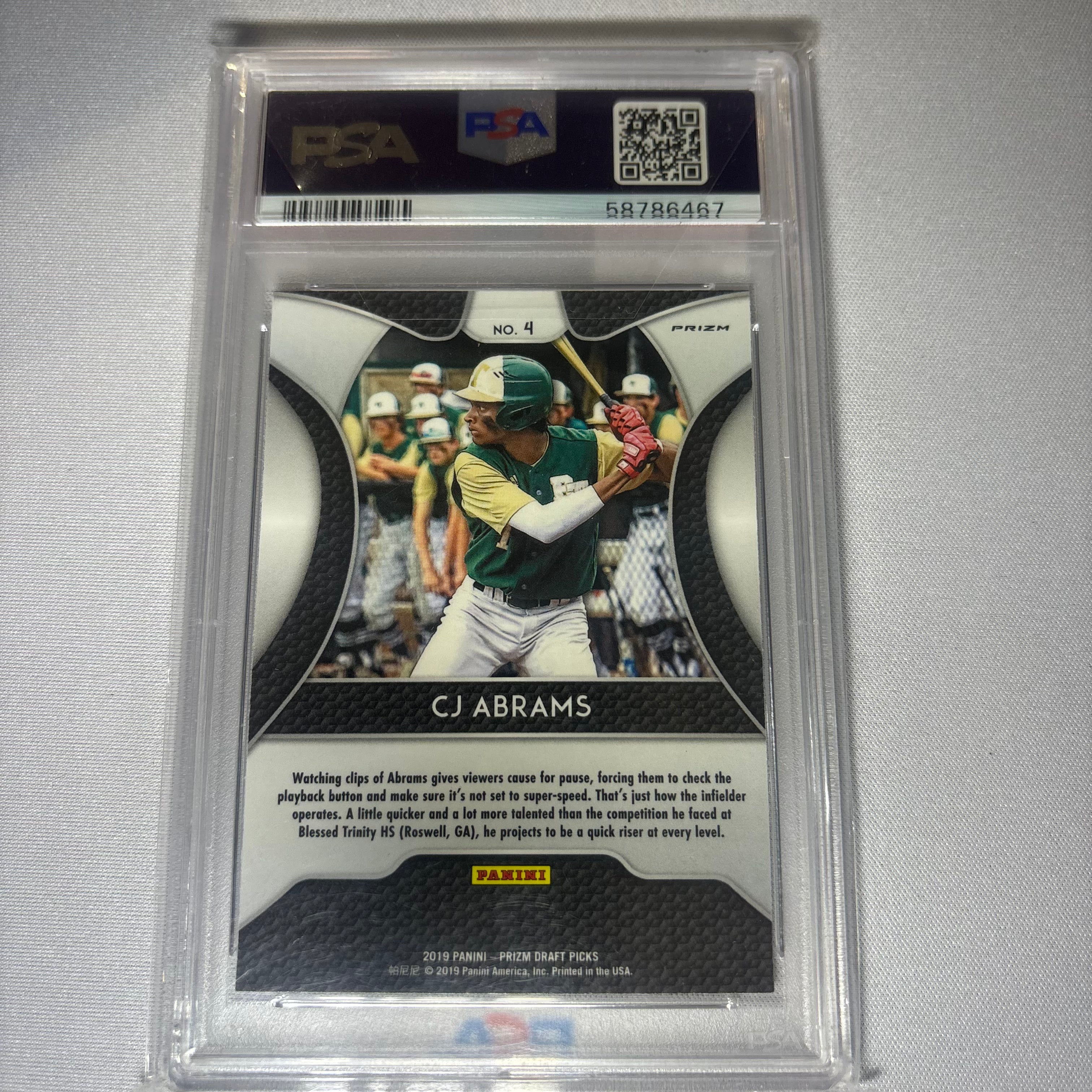 CJ Abrams 2019 Panini Prizim DP White Sparkle Prizm PSA 10