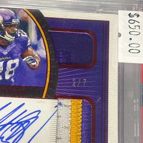 adrian Peterson 2022 Panini One UP-21 One QP AU-Red PSA 9 Auto 9