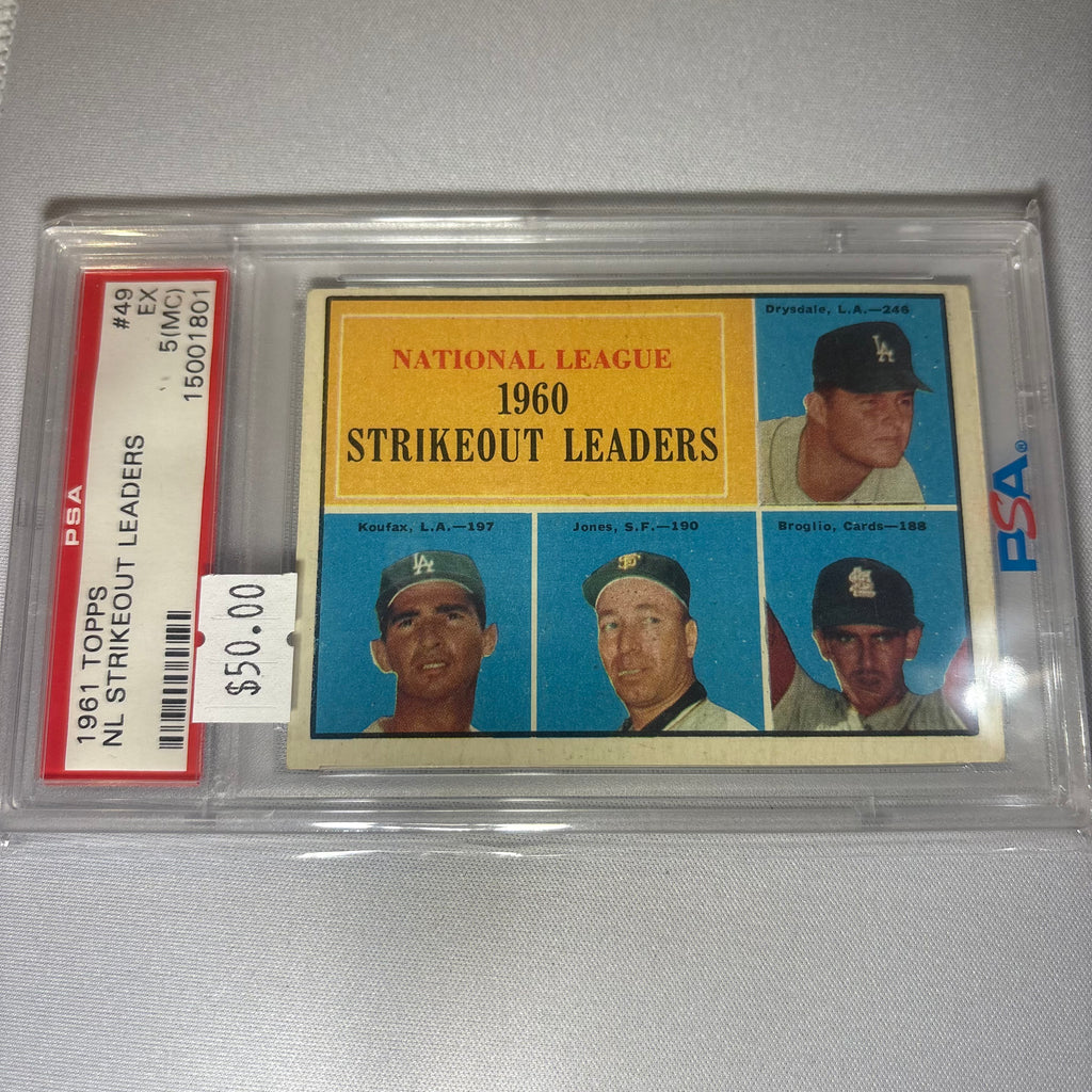 NL Strikeout Leaders 1961 Topps PSA 5 (MC)