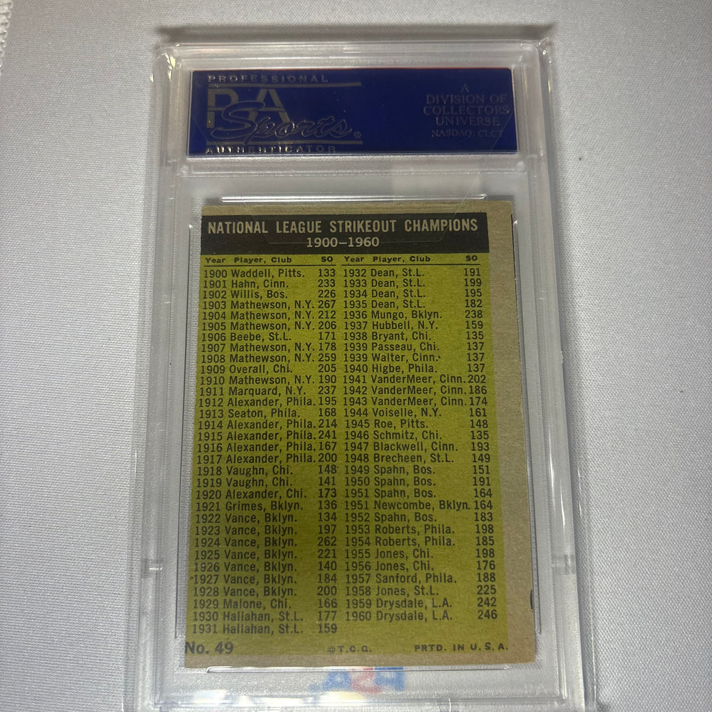 NL Strikeout Leaders 1961 Topps PSA 5 (MC)