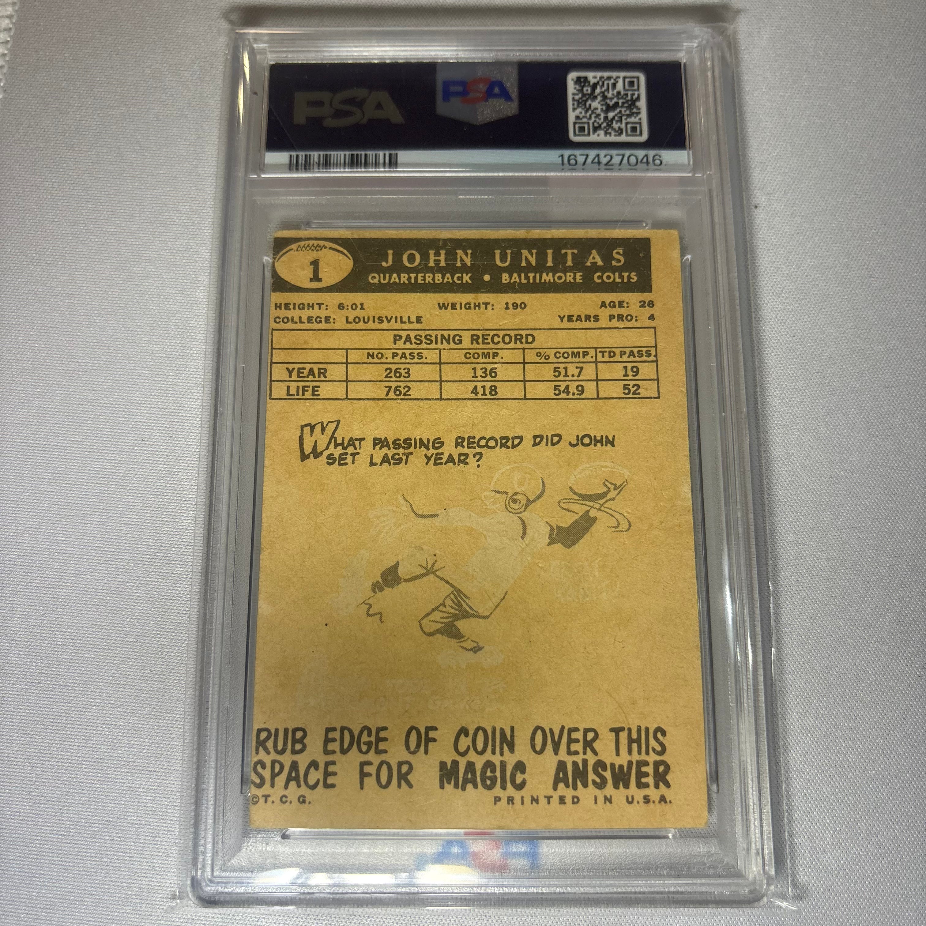 Johnny Unitas 1959 Topps PSA 2(MC)
