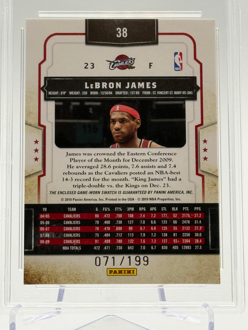 LeBron James 2009-10 Panini Classics Timeless Threads AGS 7.5