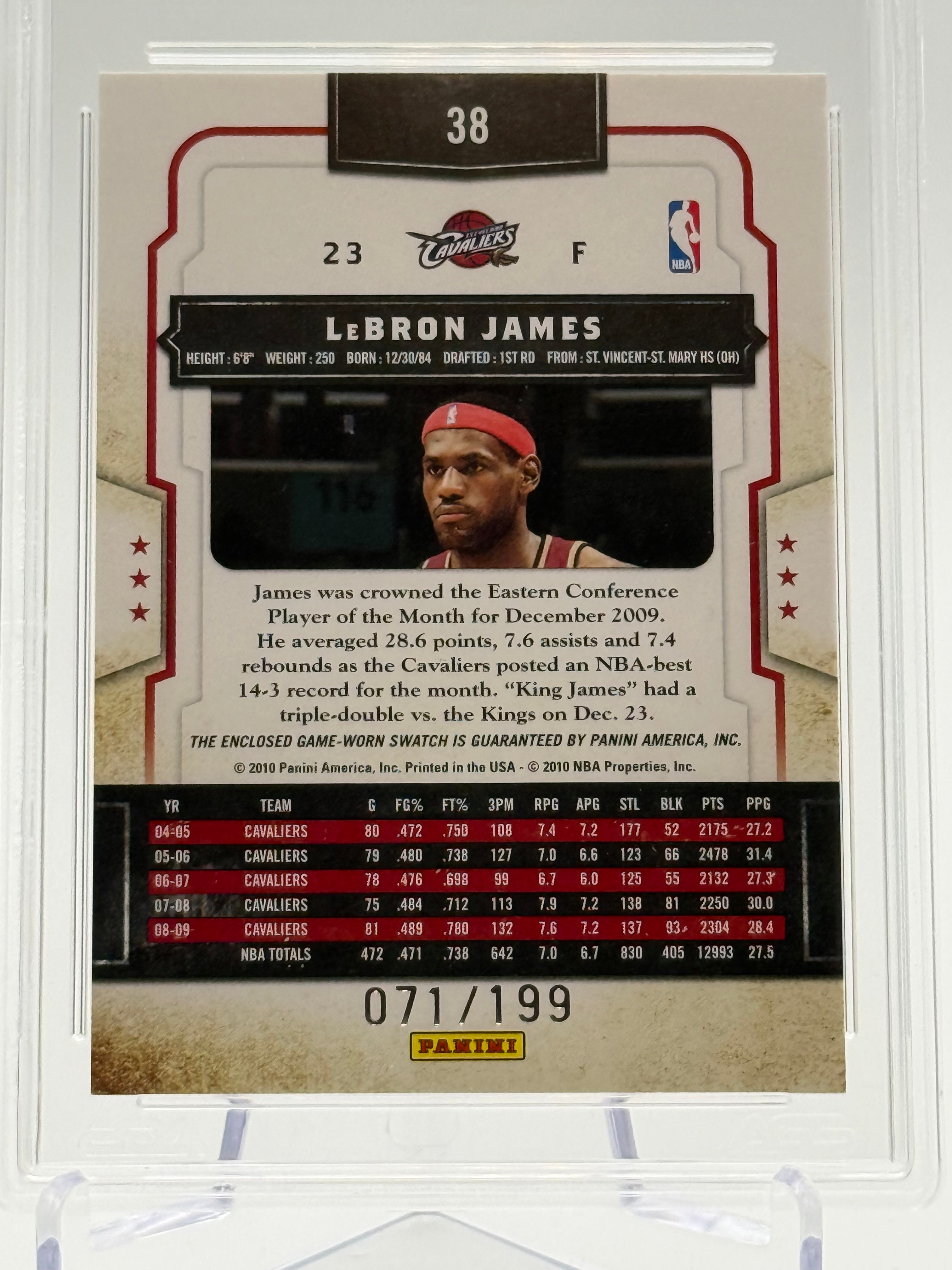 LeBron James 2009-10 Panini Classics Timeless Threads AGS 7.5