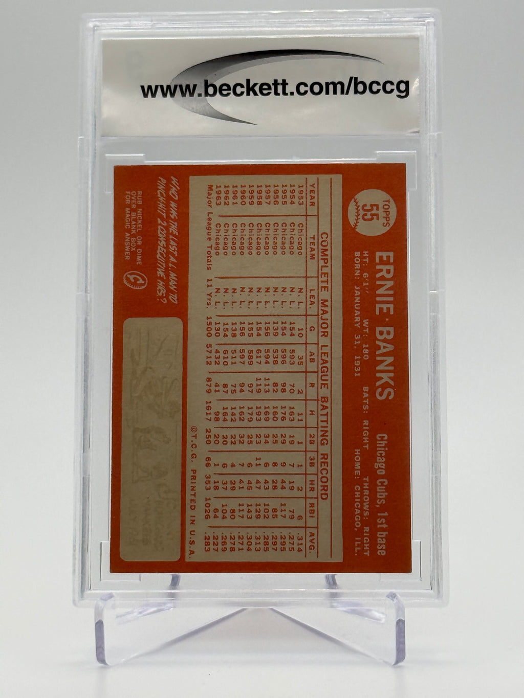 Ernie Banks 1964 Topps #55 BCCG 9