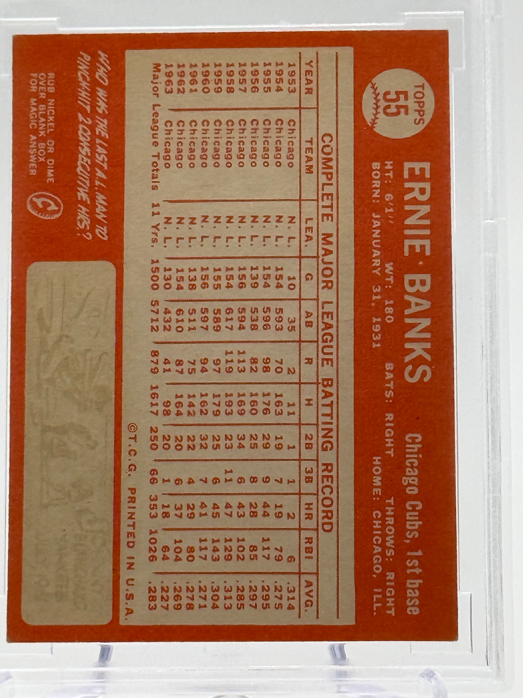 Ernie Banks 1964 Topps #55 BCCG 9