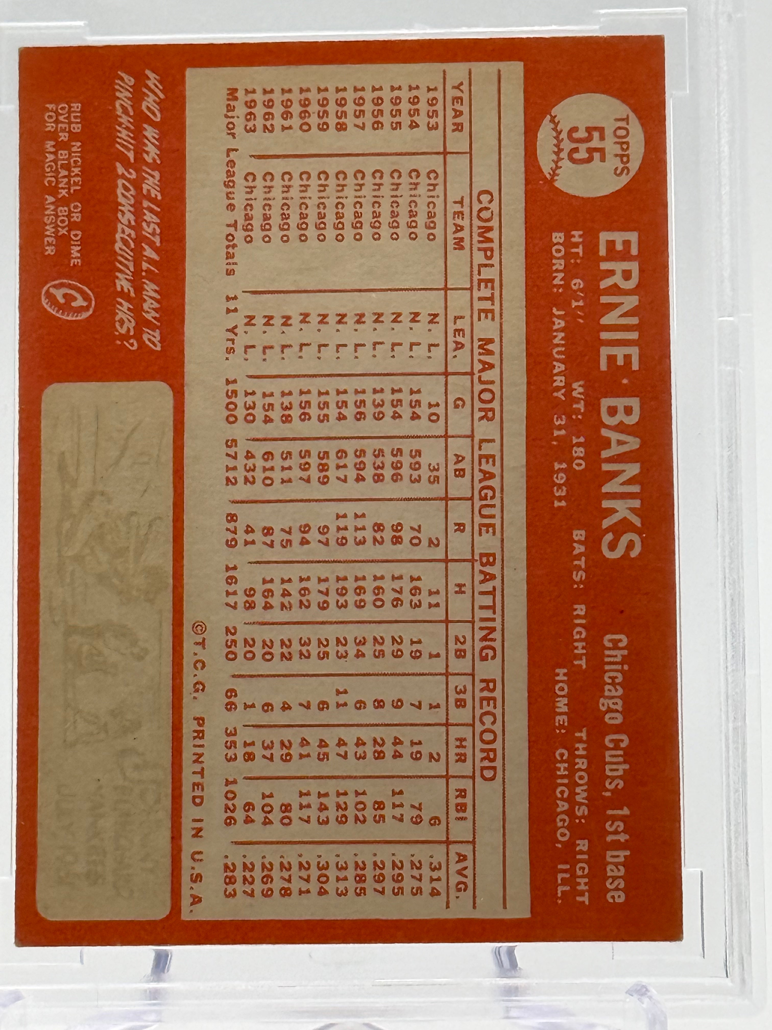 Ernie Banks 1964 Topps #55 BCCG 9